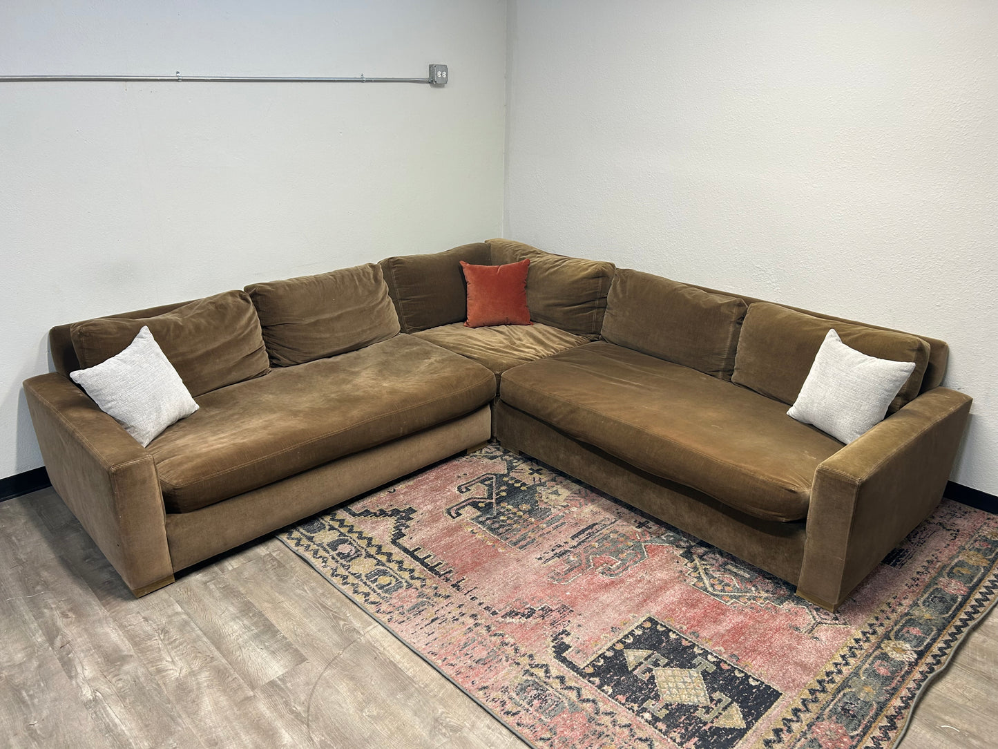 Restoration Hardware 3-Pc Bronze Maxwell Sectional