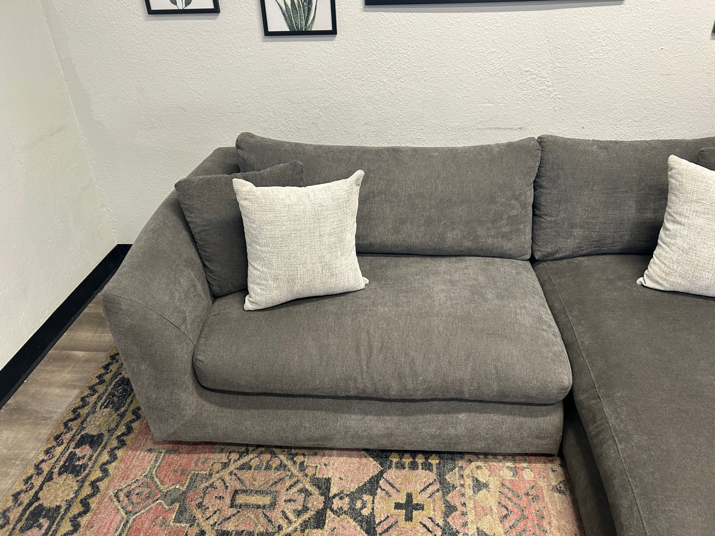 Mario Capasa Gray Feathers Collection Chaise Sectional
