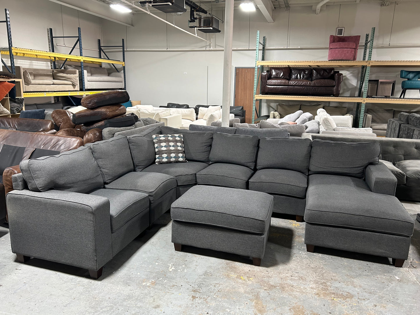 7-Pc Modular Dark Gray Sectional w/Ottoman