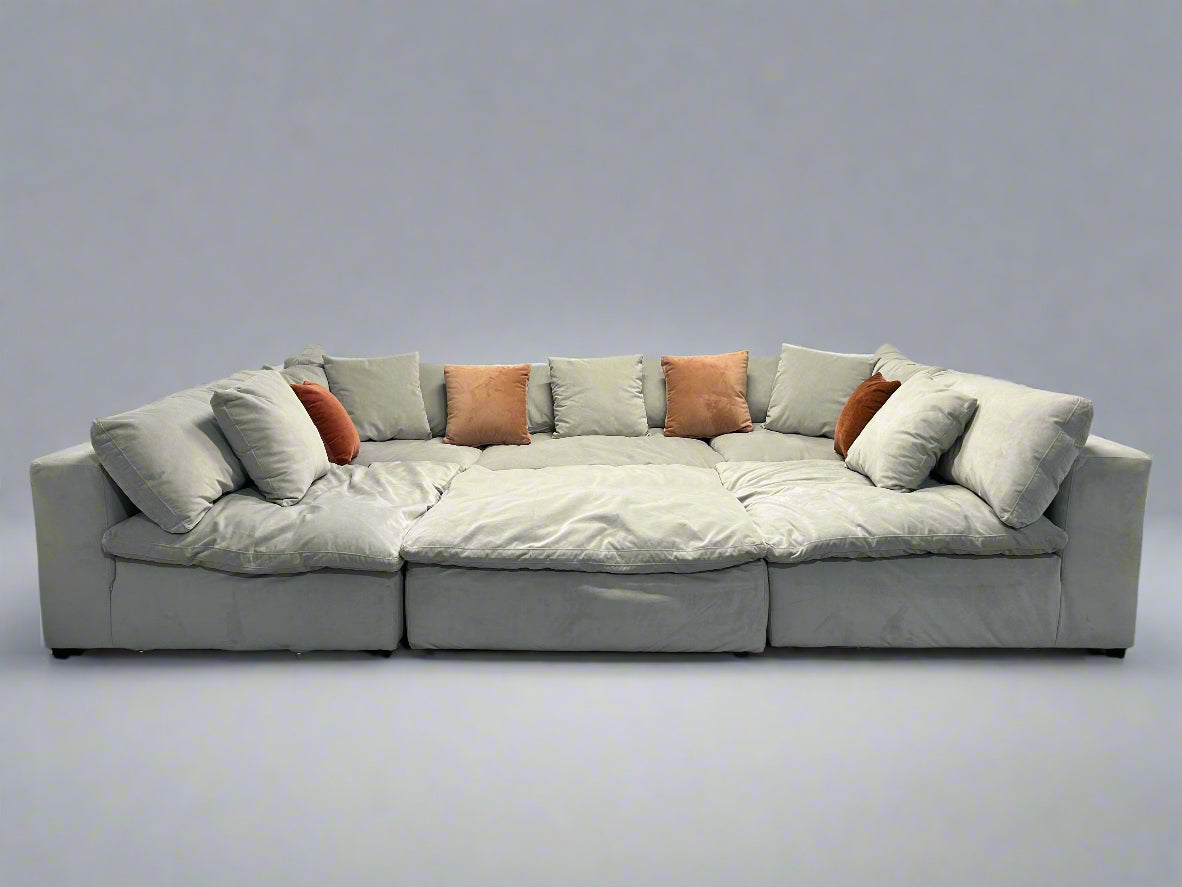 6-Pc Modular Sky Grey Velvet Cloud Sectional