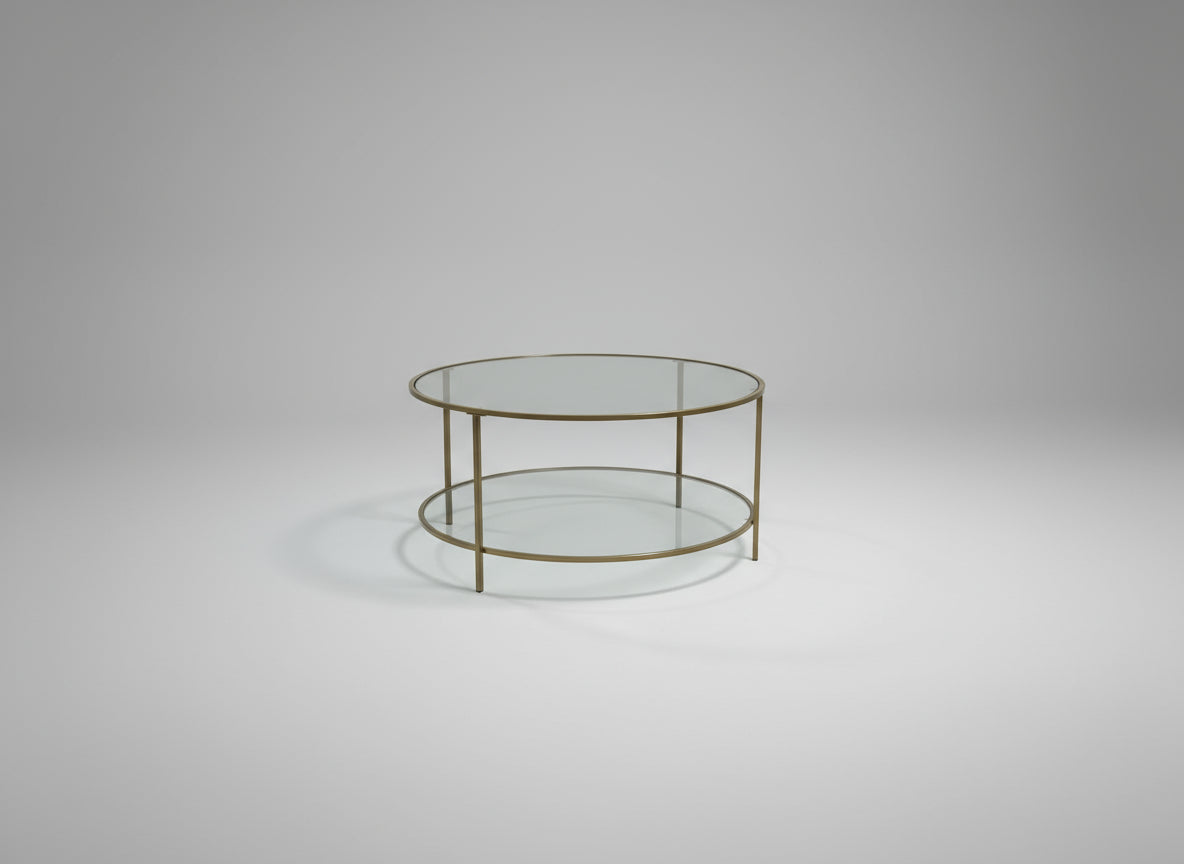 Round Gold-Trim MCM Coffee Table