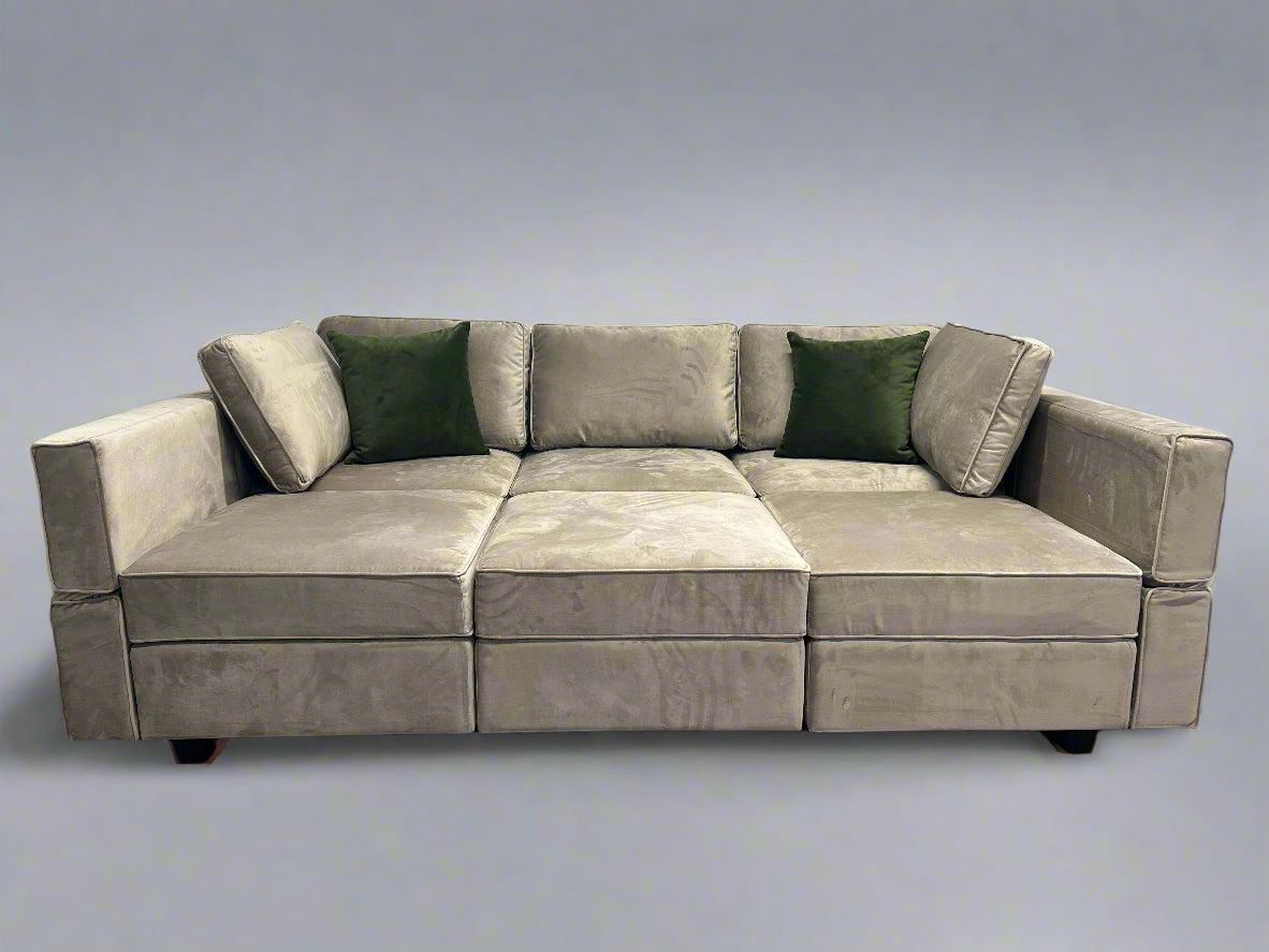 Belffin Modular Grey Velvet Storage Pit Sectional