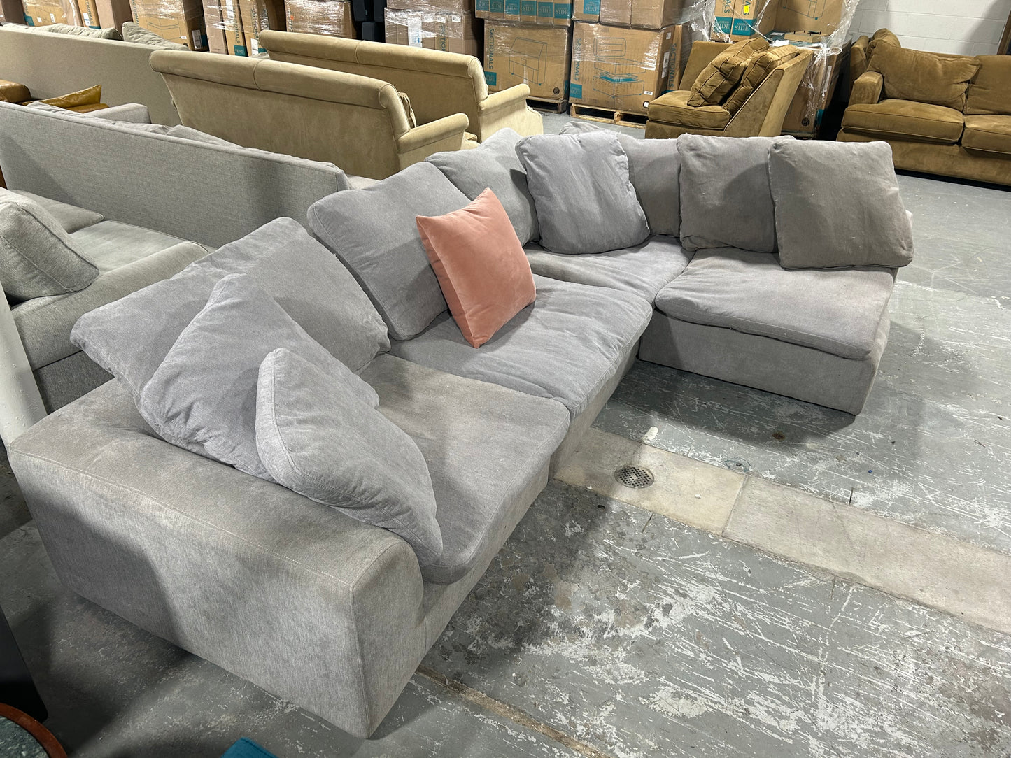 4-Pc Modular Light Grey Cloud Sectional