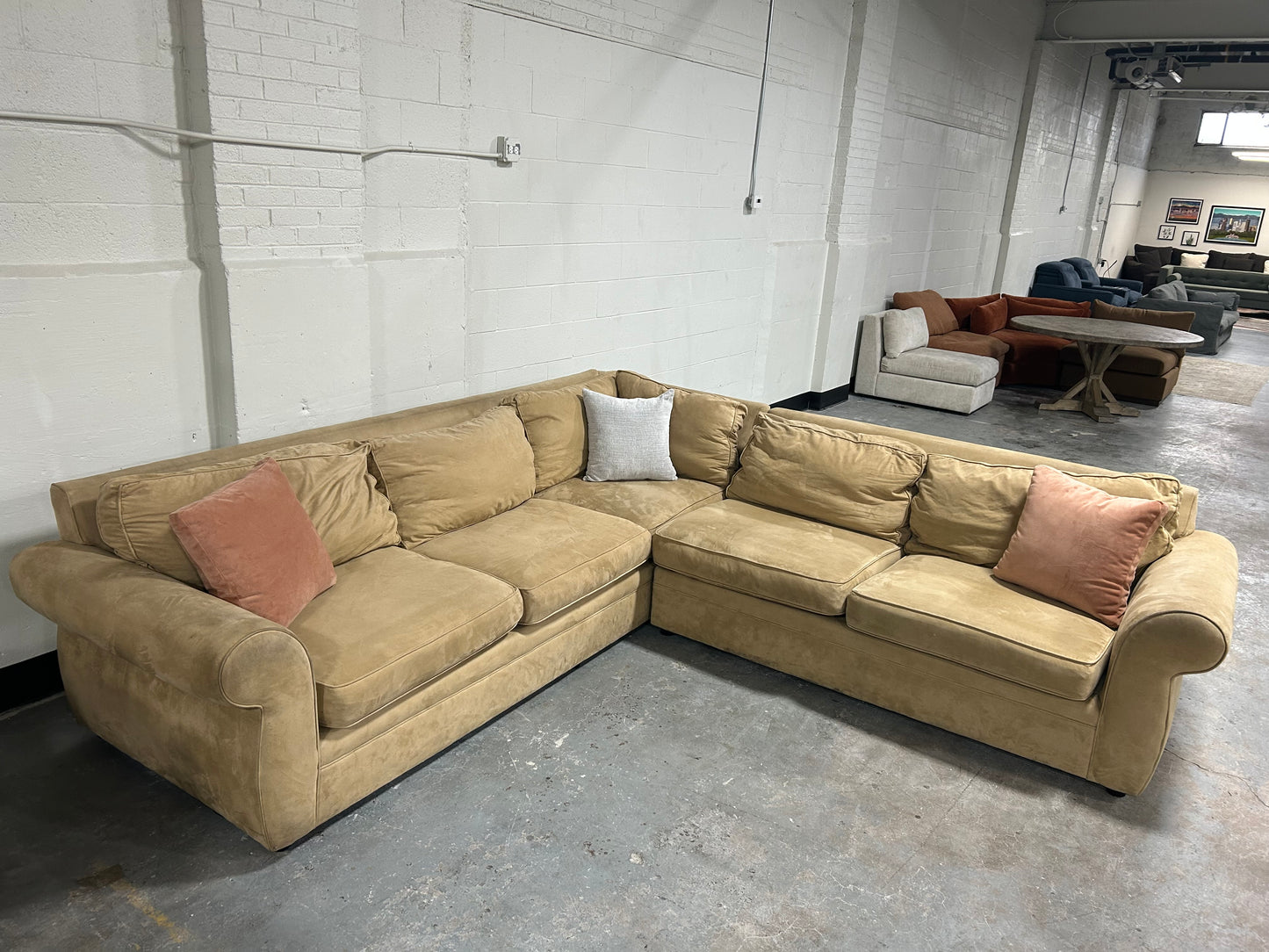 Pottery Barn Beige Pearce Collection L-Shaped Sectional