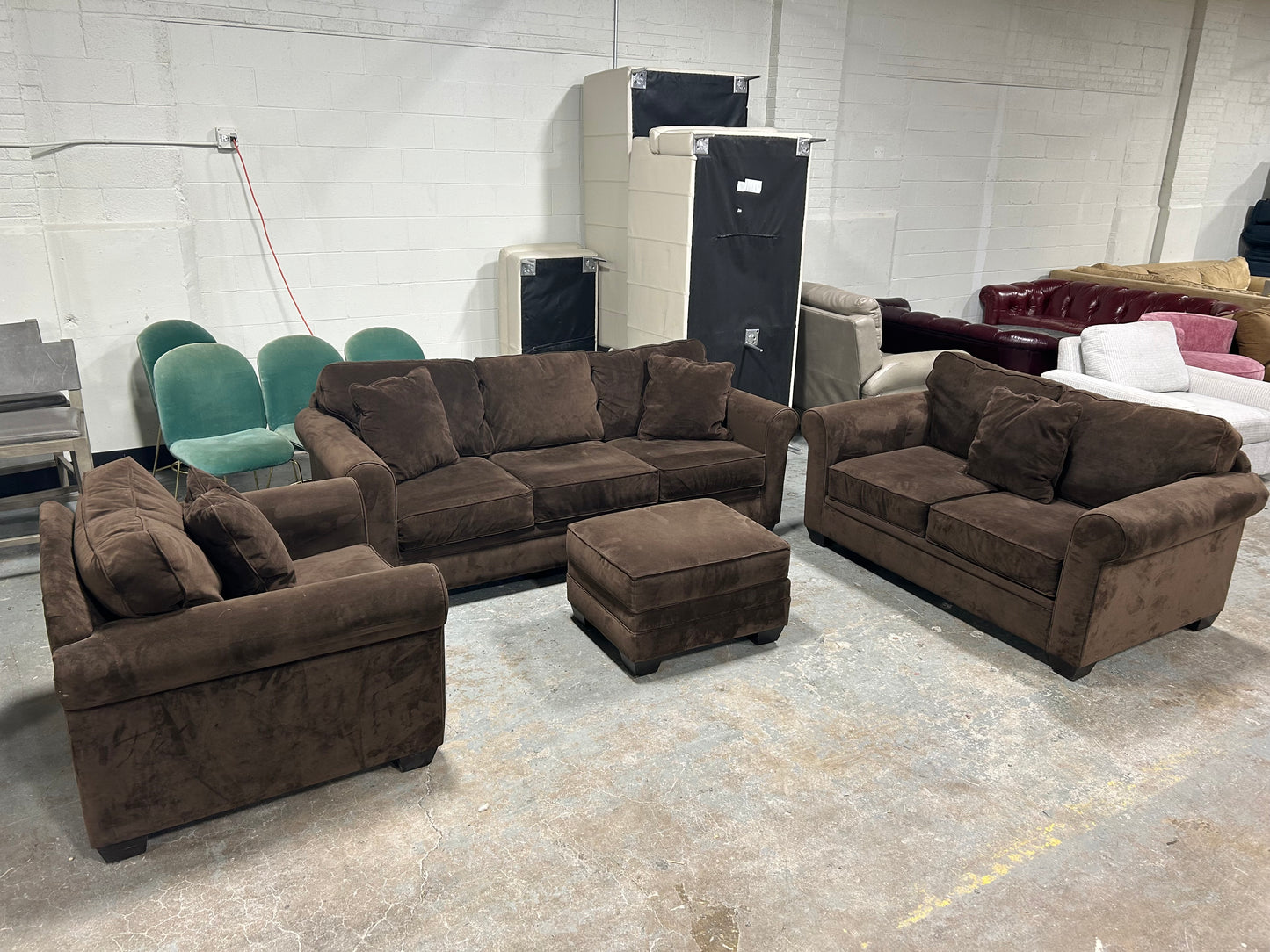 Jonathan Louis 4-Pc Dark Brown Velvet Sofa Set