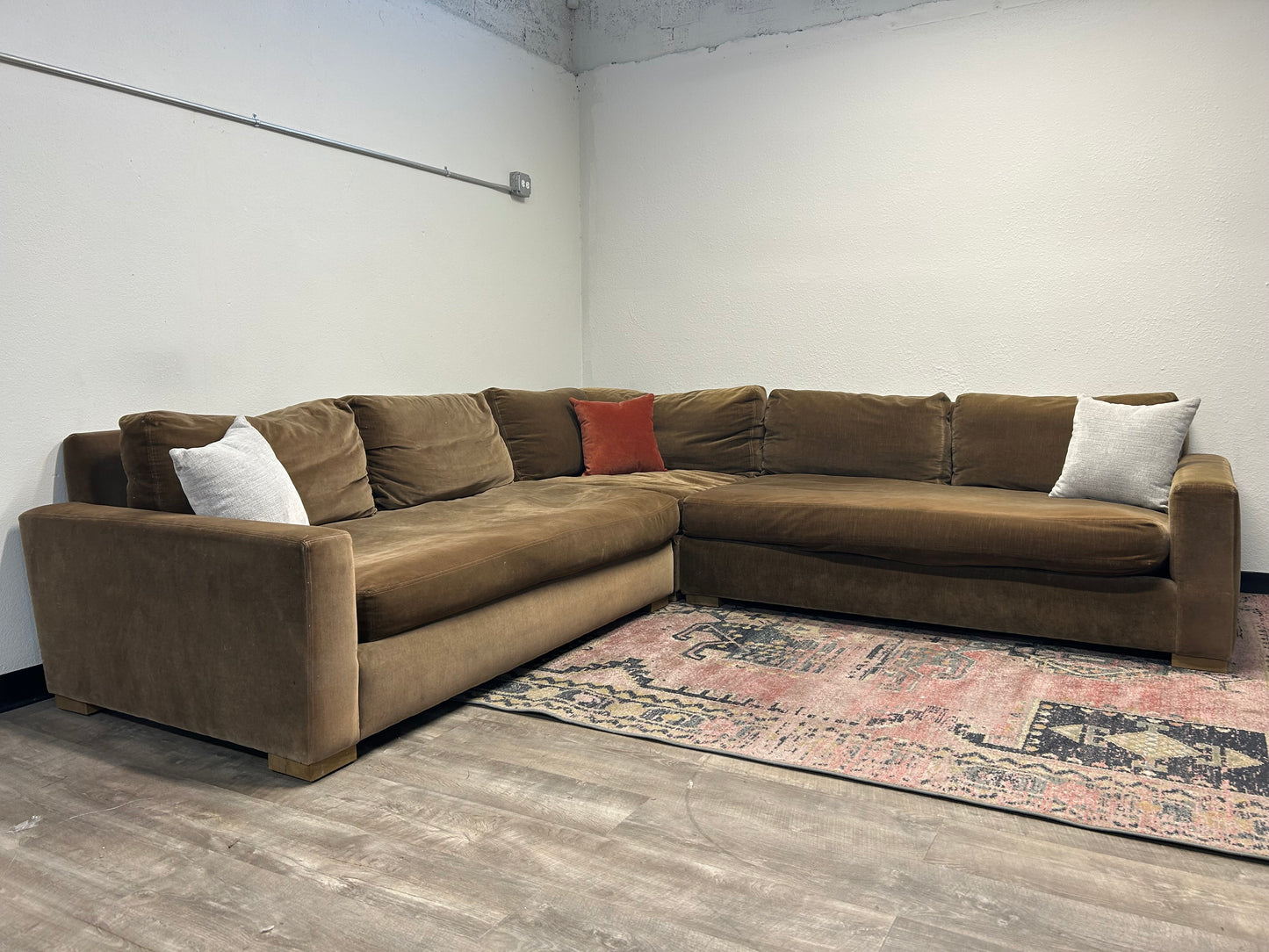 Restoration Hardware 3-Pc Bronze Maxwell Sectional