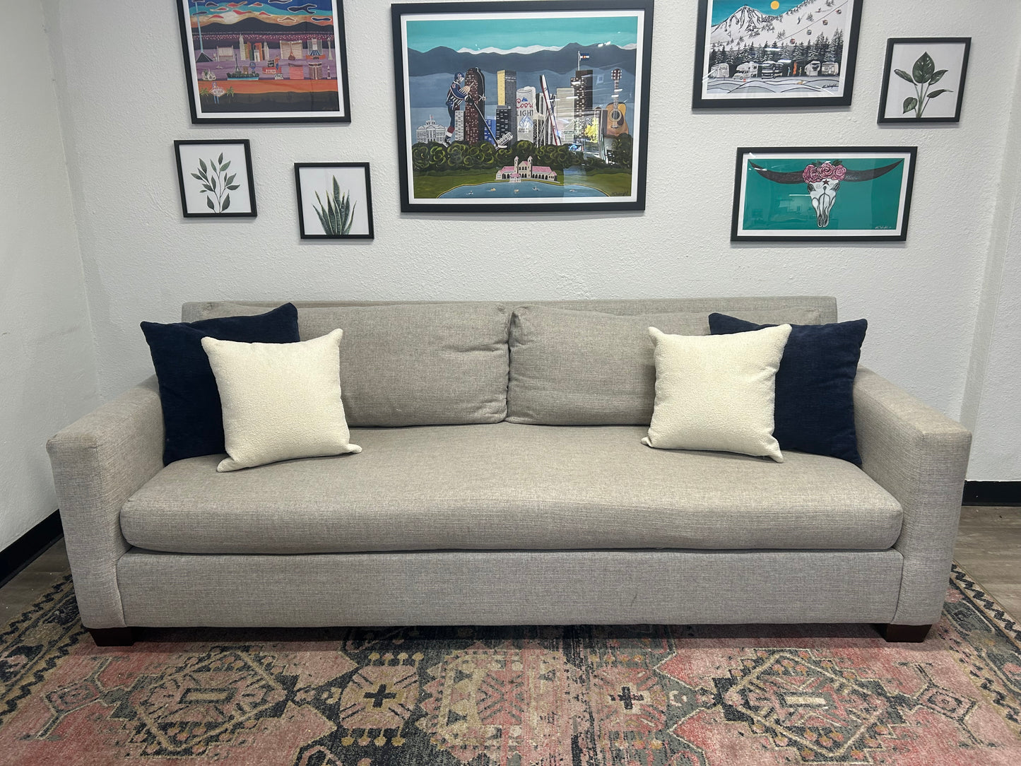 Pottery Barn Light Gray York Square Arm Sofa