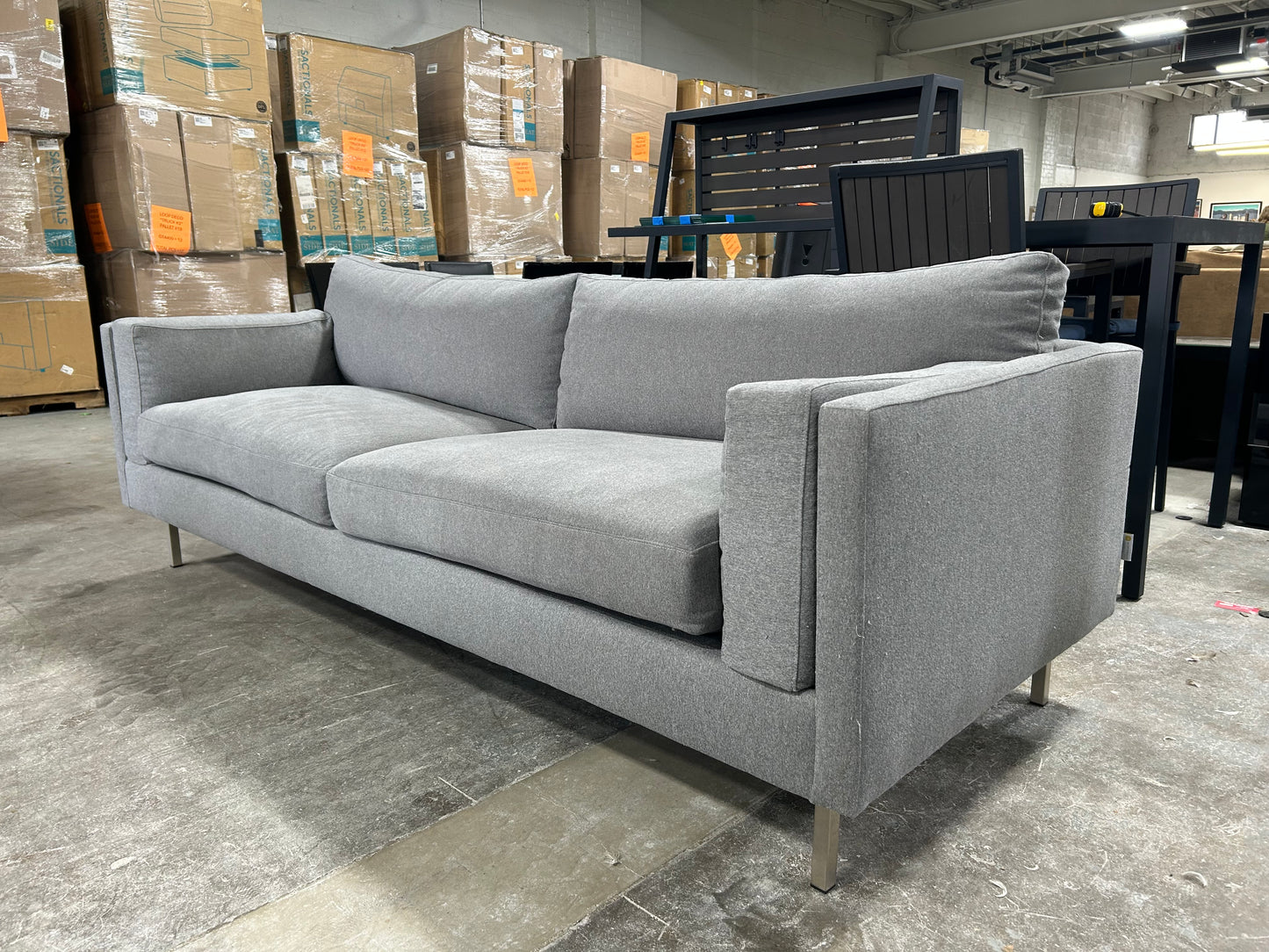 BenchMade Modern Light Gray 90” Skinny Fat Sofa