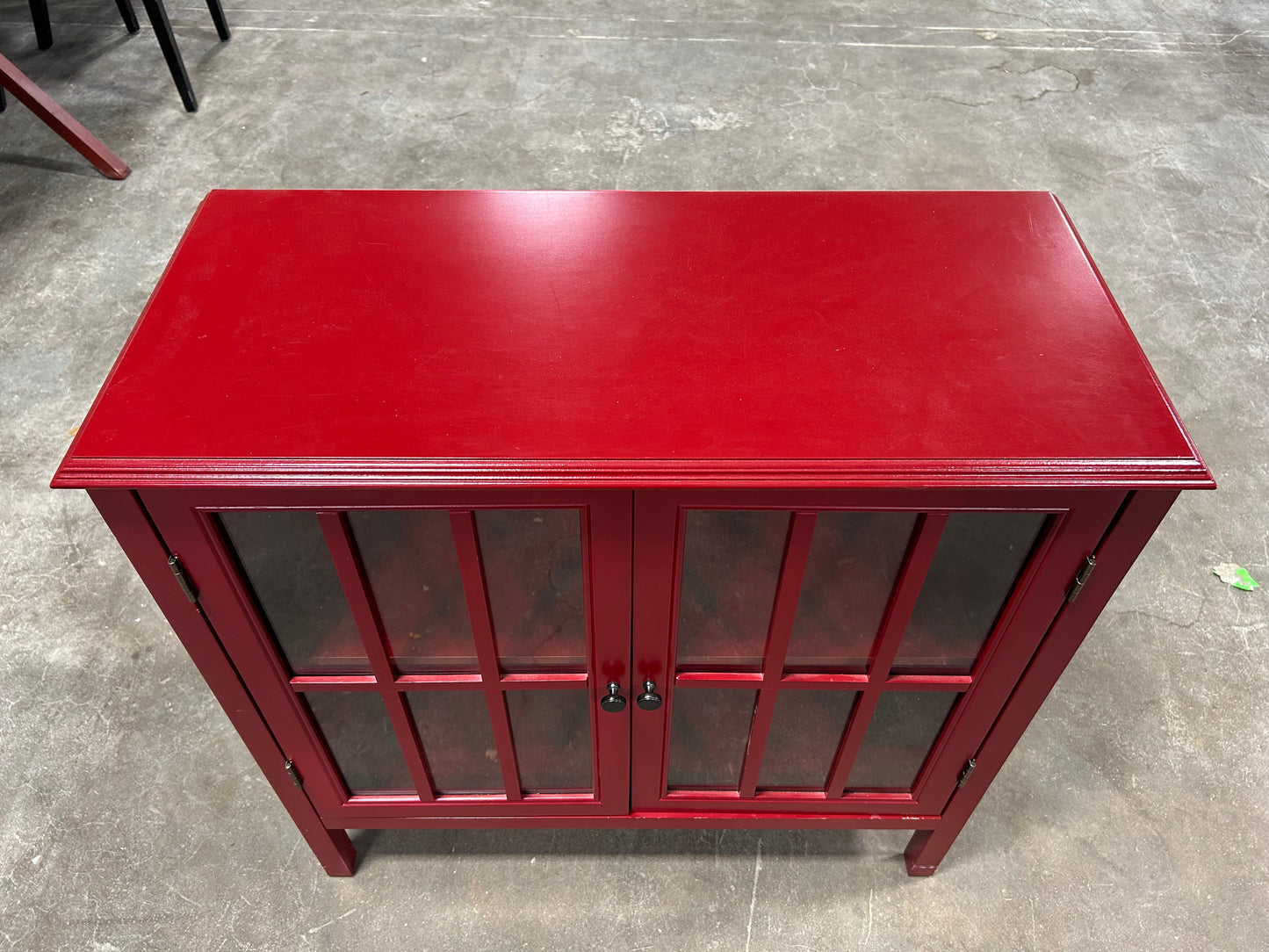 Contemporary Red Wooden Credenza