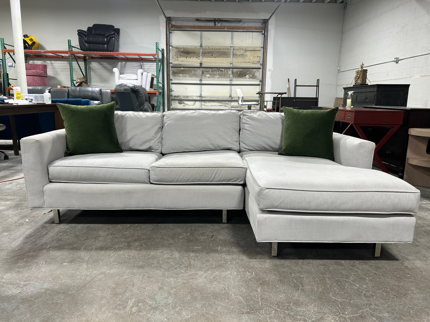Mitchell Gold Sky Grey Chaise Sectional