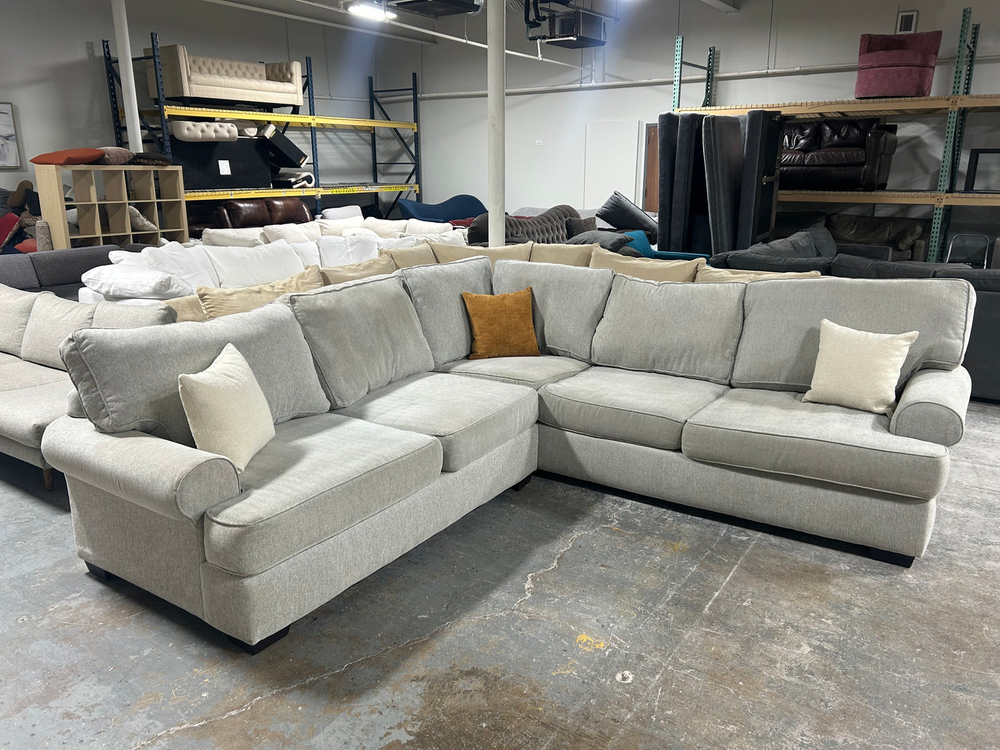 Contemporary Light Gray L-Shaped Sectional