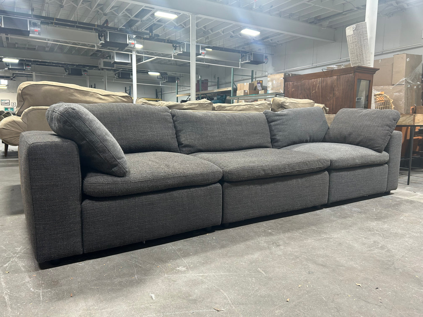Kardiel 3-Pc Modular Dark Gray Cloud Sofa