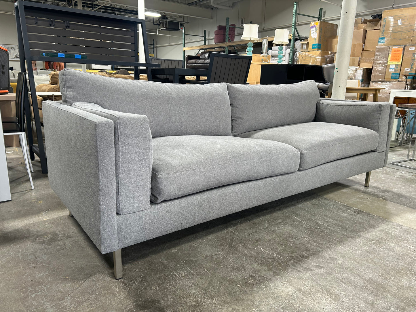 BenchMade Modern Light Gray 90” Skinny Fat Sofa