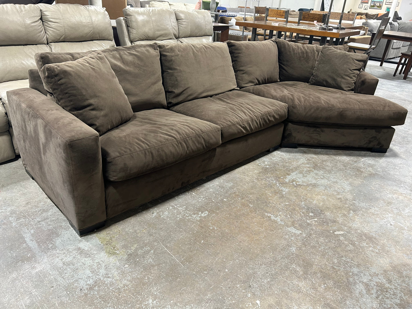Room & Board Dark Brown Velvet Cuddler Sectional