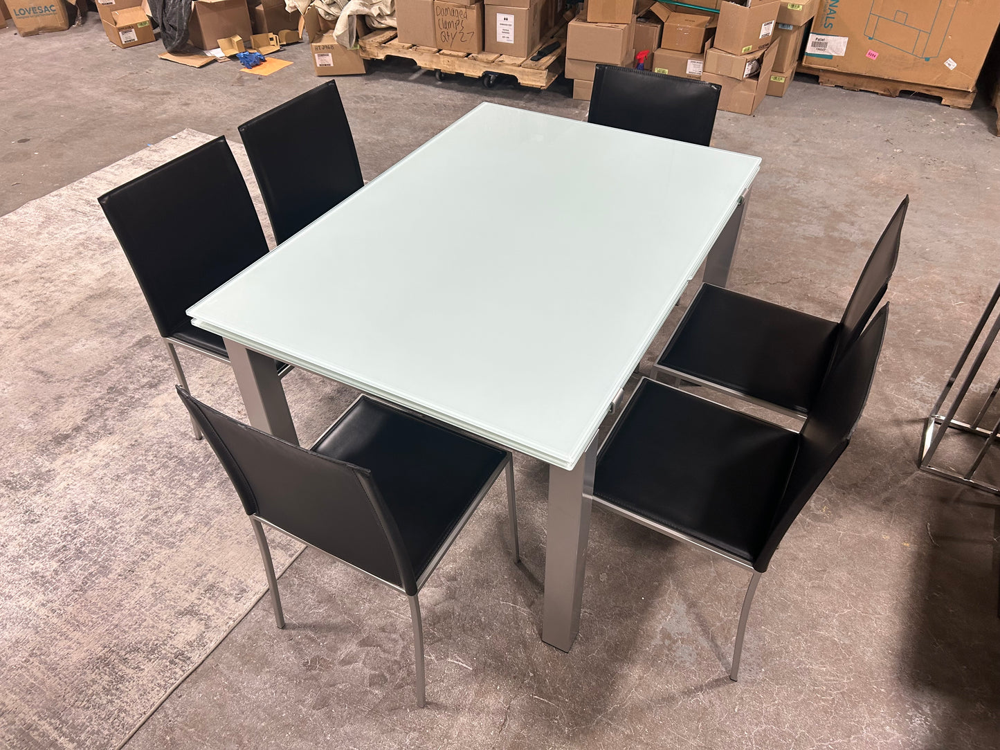 Calligaris 7-Pc Contemporary Tempered Glass Dining Set