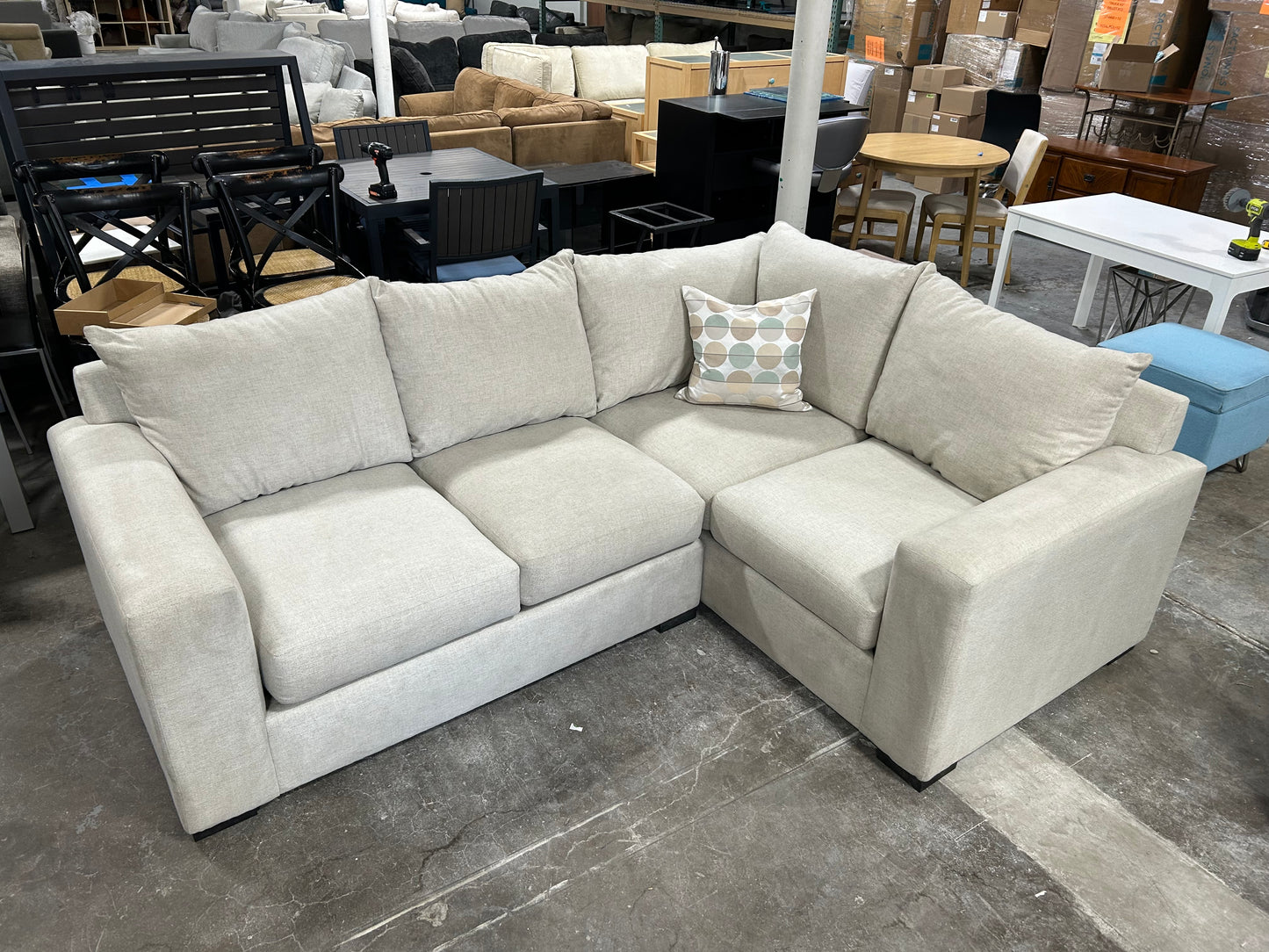 Contemporary 2-Pc Beige Sectional