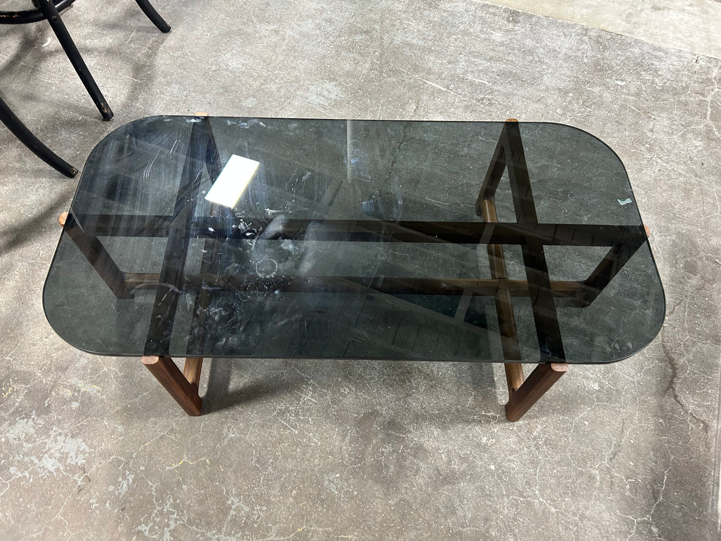 Gus Modern Quarry Coffee Table - Glass & Walnut Wood