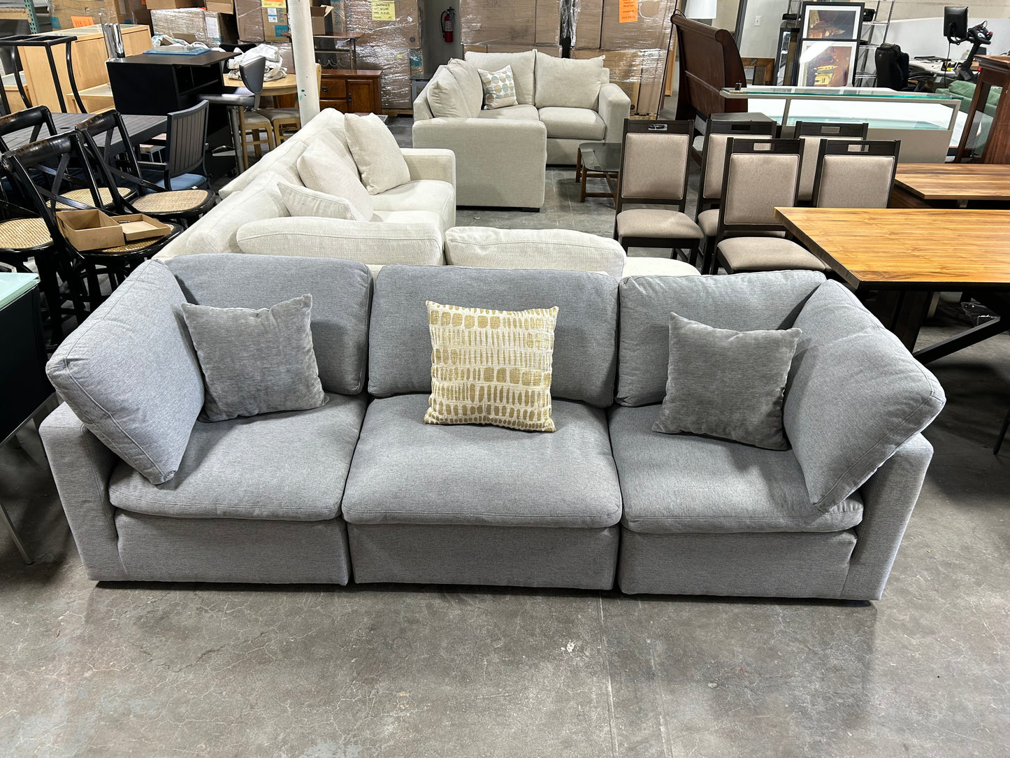 3-Pc Modular Light Gray Cloud Sofa