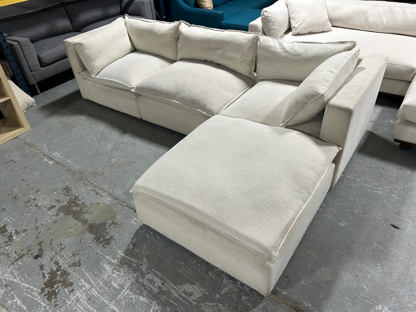 Joybird Off-White Bouclé Haine Sectional