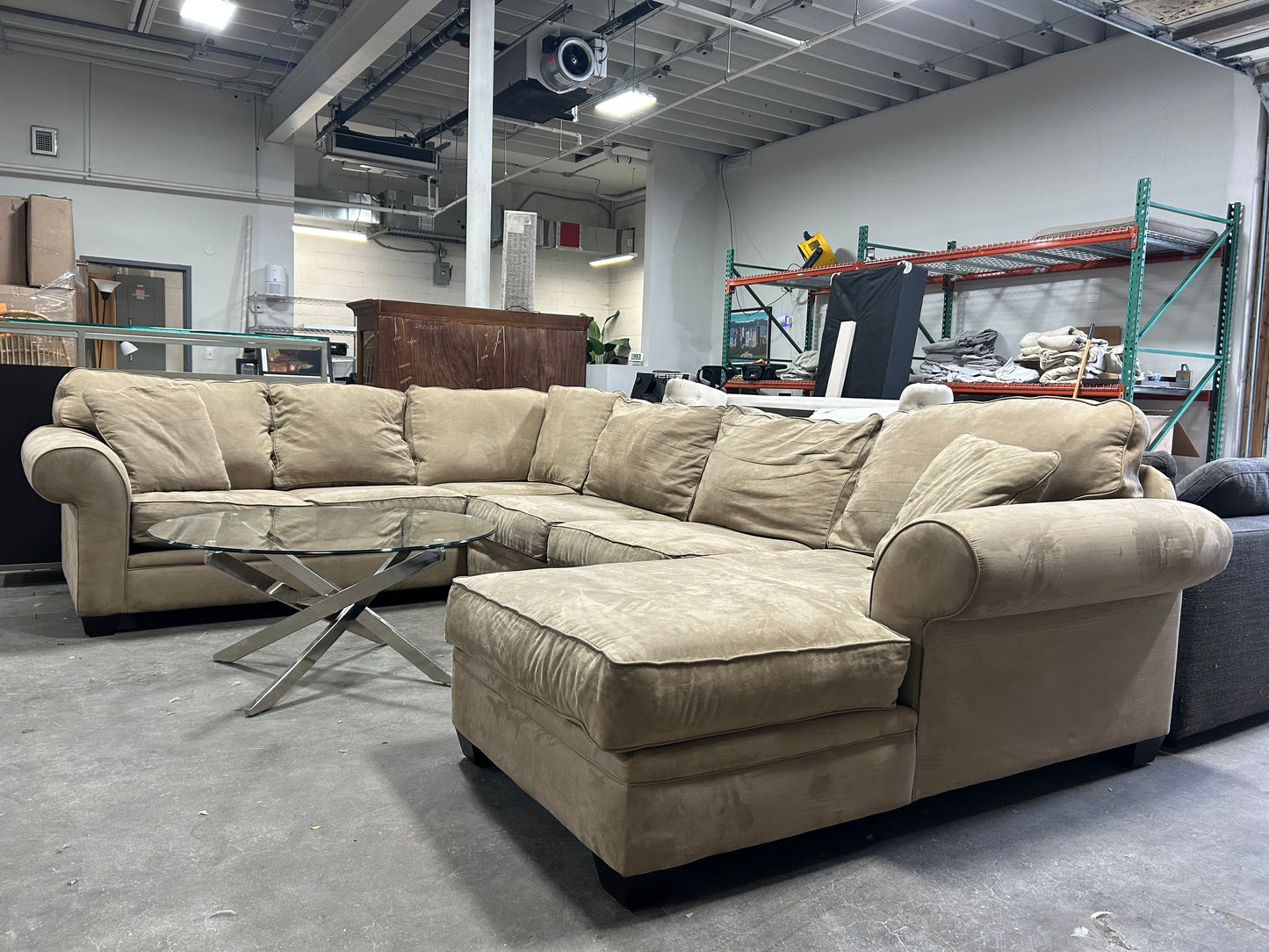 Jonathan Louis Large 3-Pc Brown Chaise Sectional