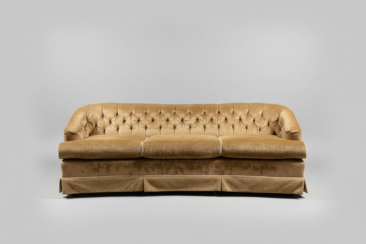 1970s Gold Velvet Hollywood Regency Sofa – Instant Offer Furniture