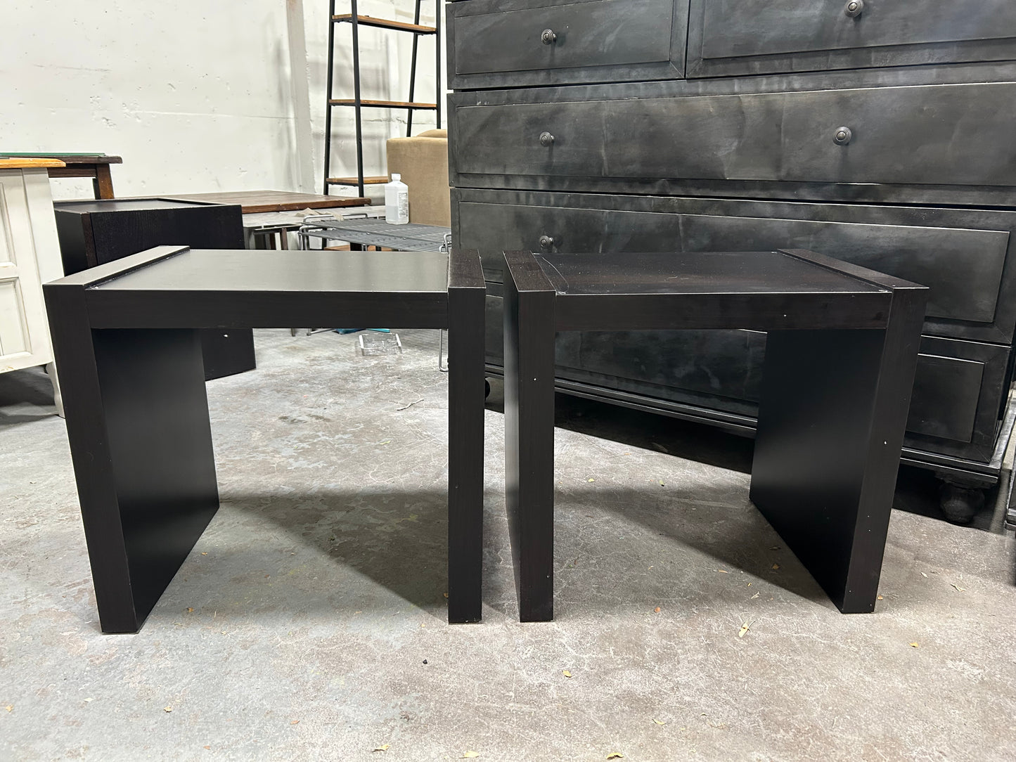 Espresso Wooden Glass-Top End Table Set