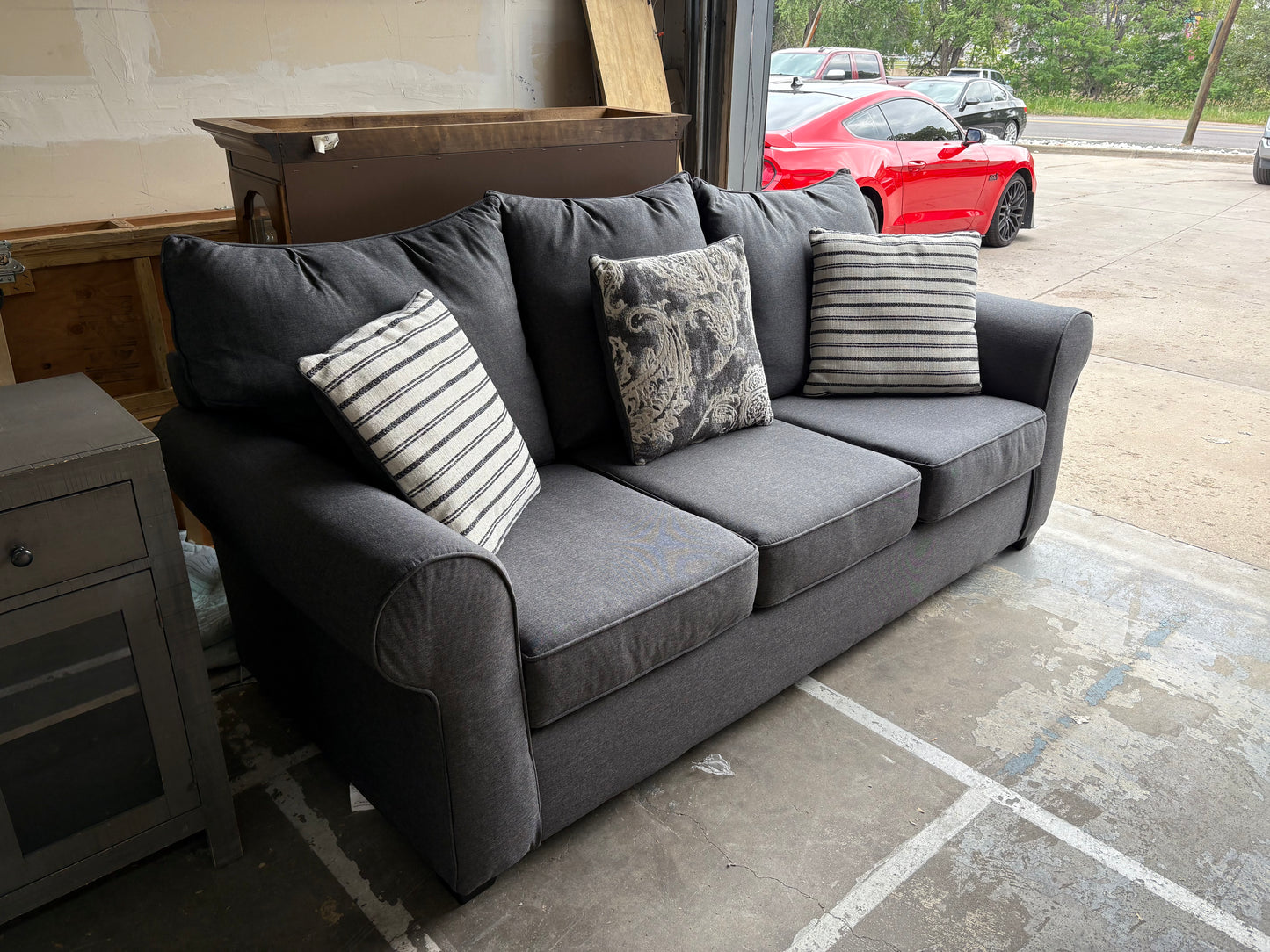 Contemporary Charcoal Gray Sofa