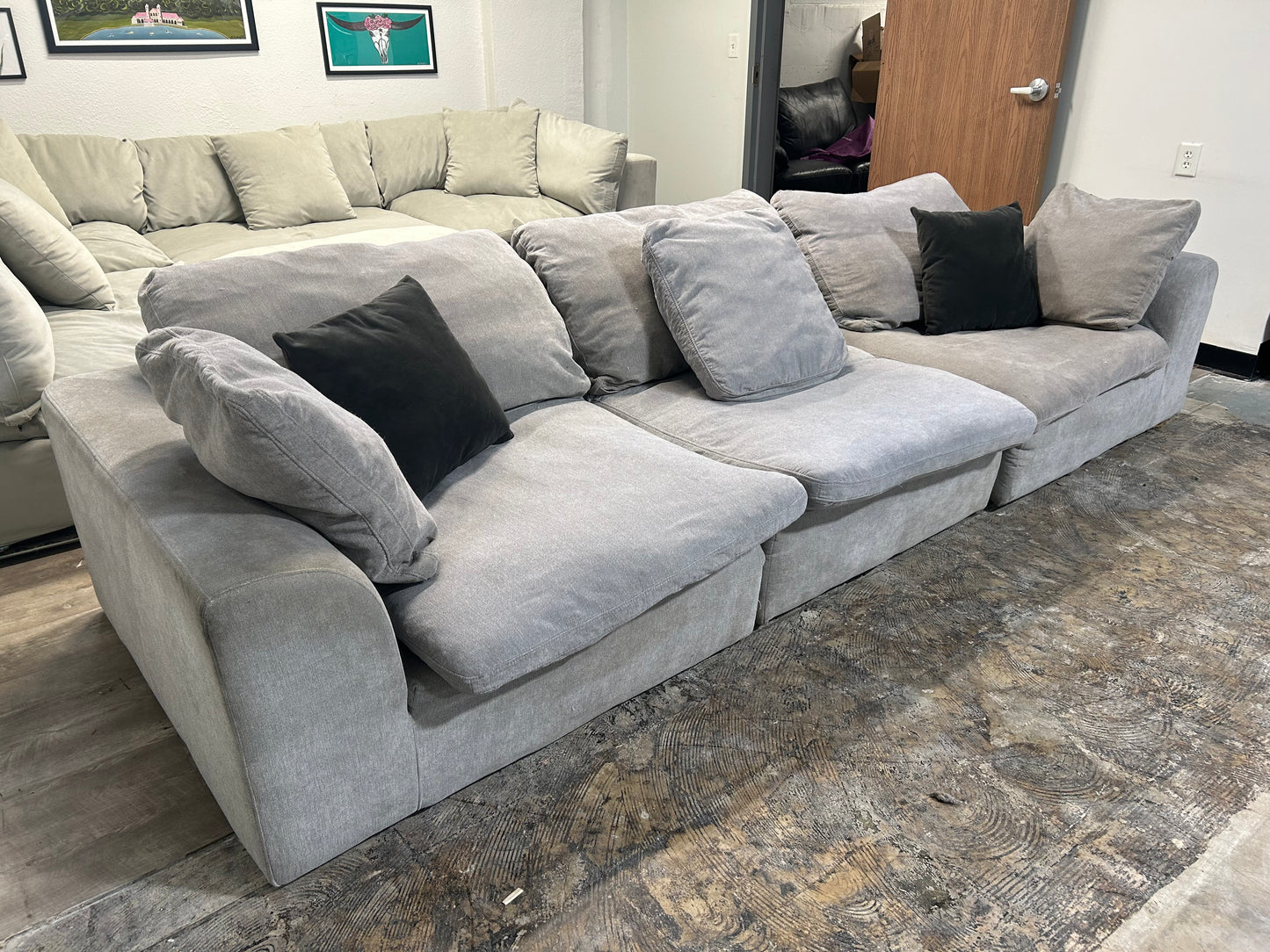 3-Pc Modular Light Grey Cloud Sofa