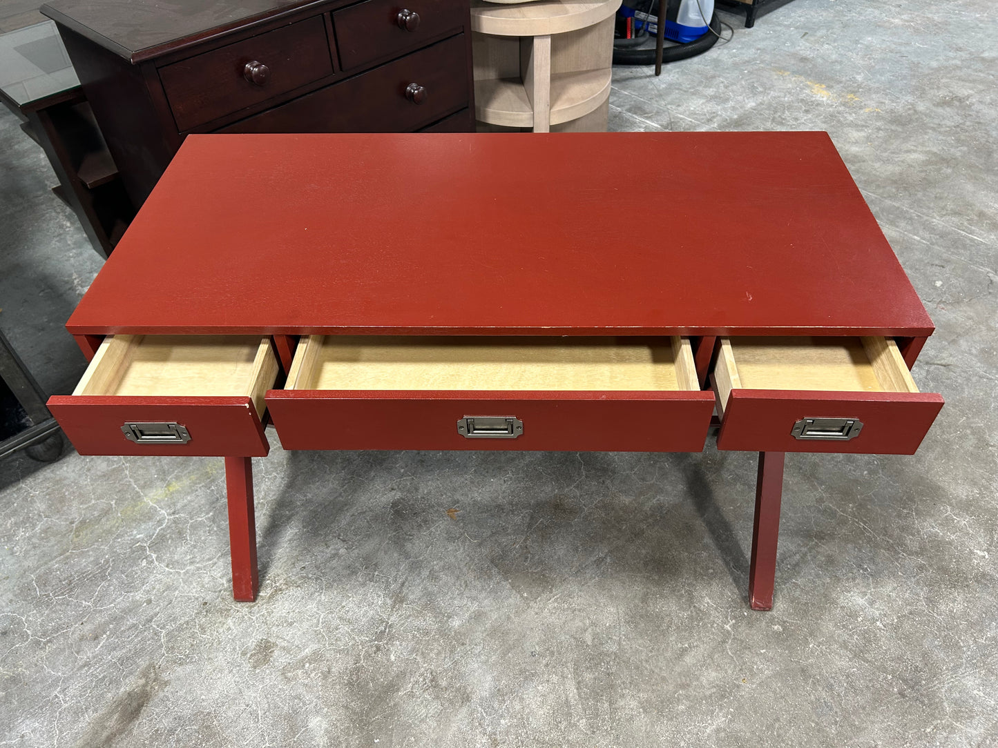 Red Wooden MCM Desk
