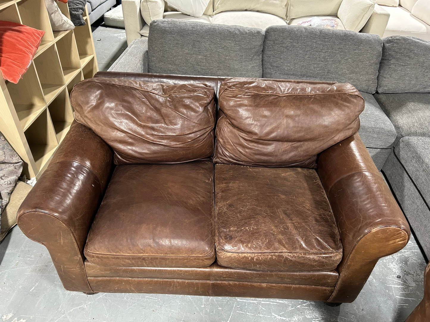 Cibola Brown Leather Club Sofa & Loveseat 2-Pc Set