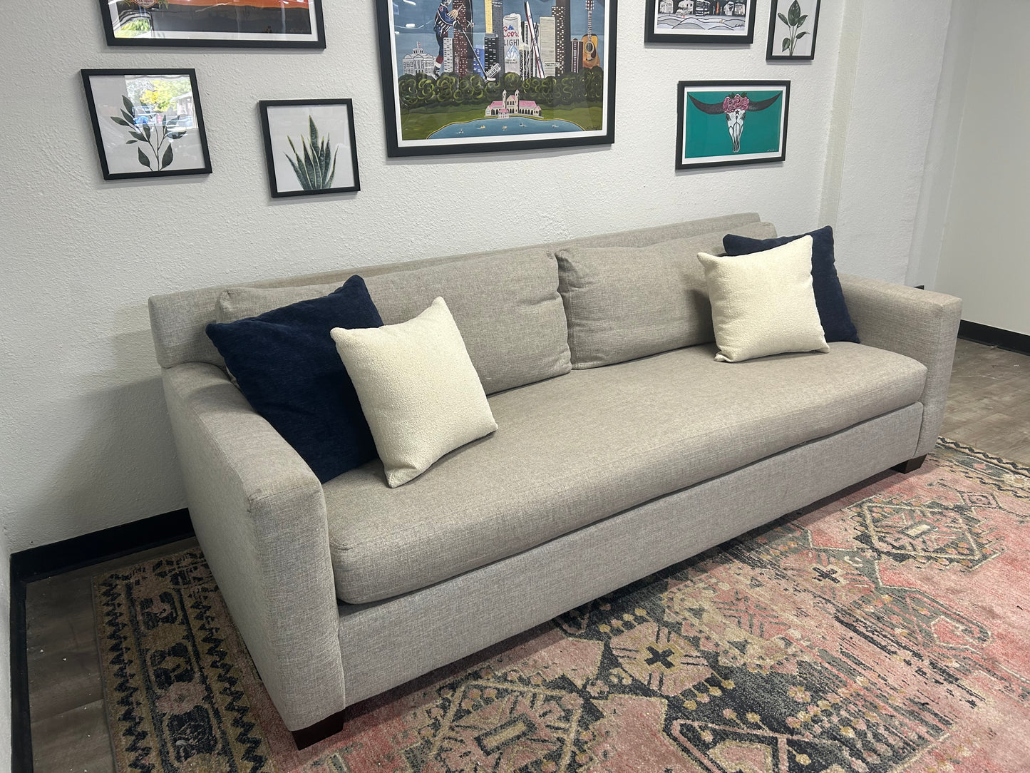 Pottery Barn Light Gray York Square Arm Sofa