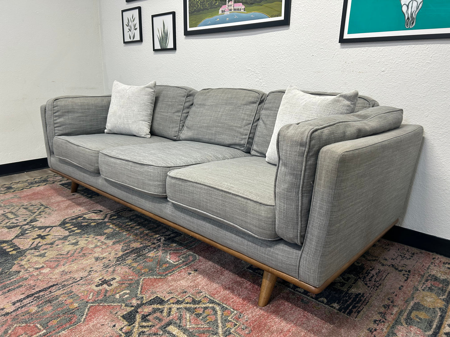 Article Light Gray MCM 90” Timber Sofa