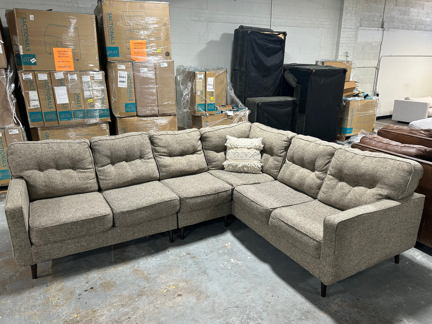 3-Pc Taupe MCM Sectional