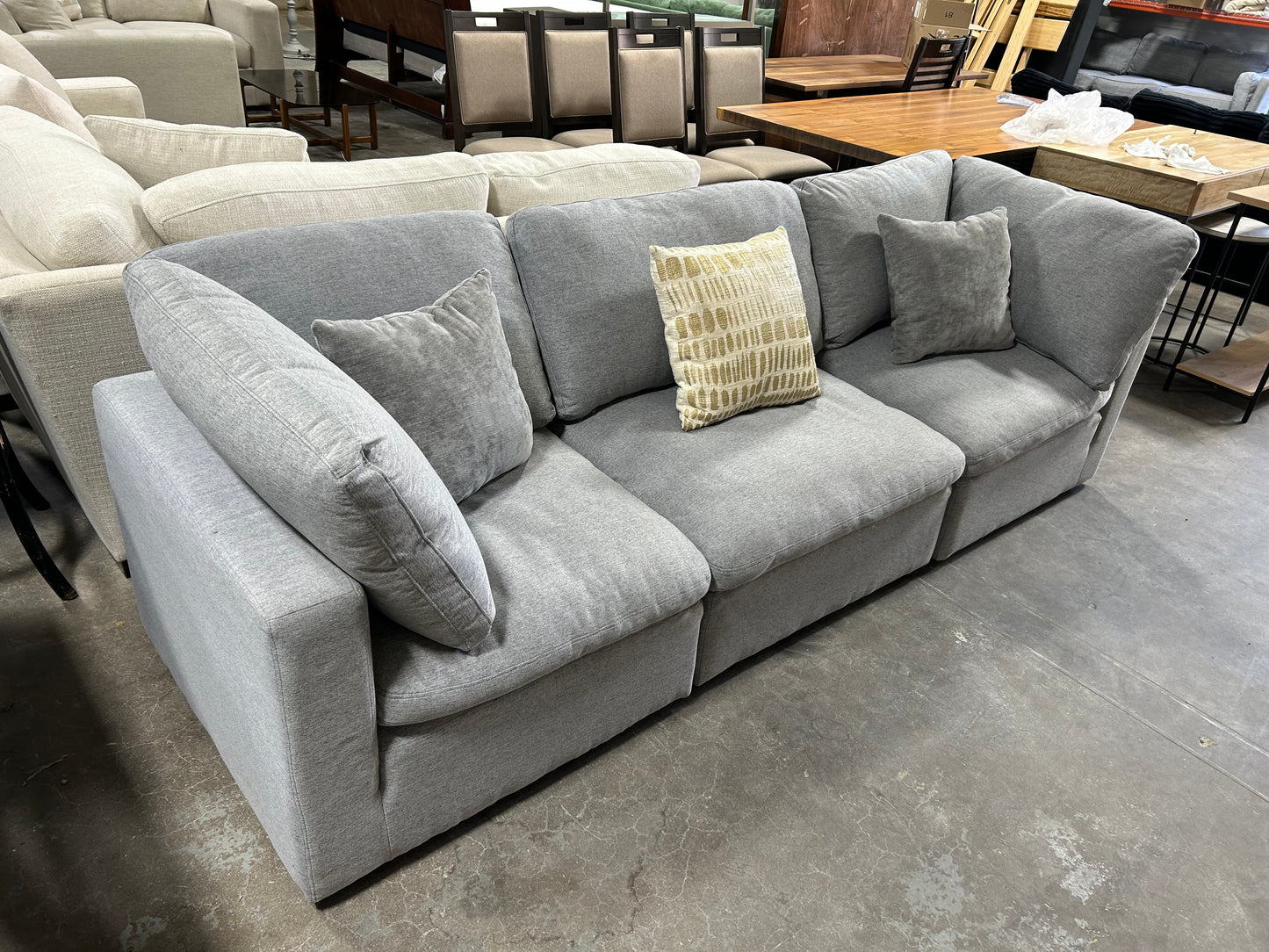 3-Pc Modular Light Gray Cloud Sofa