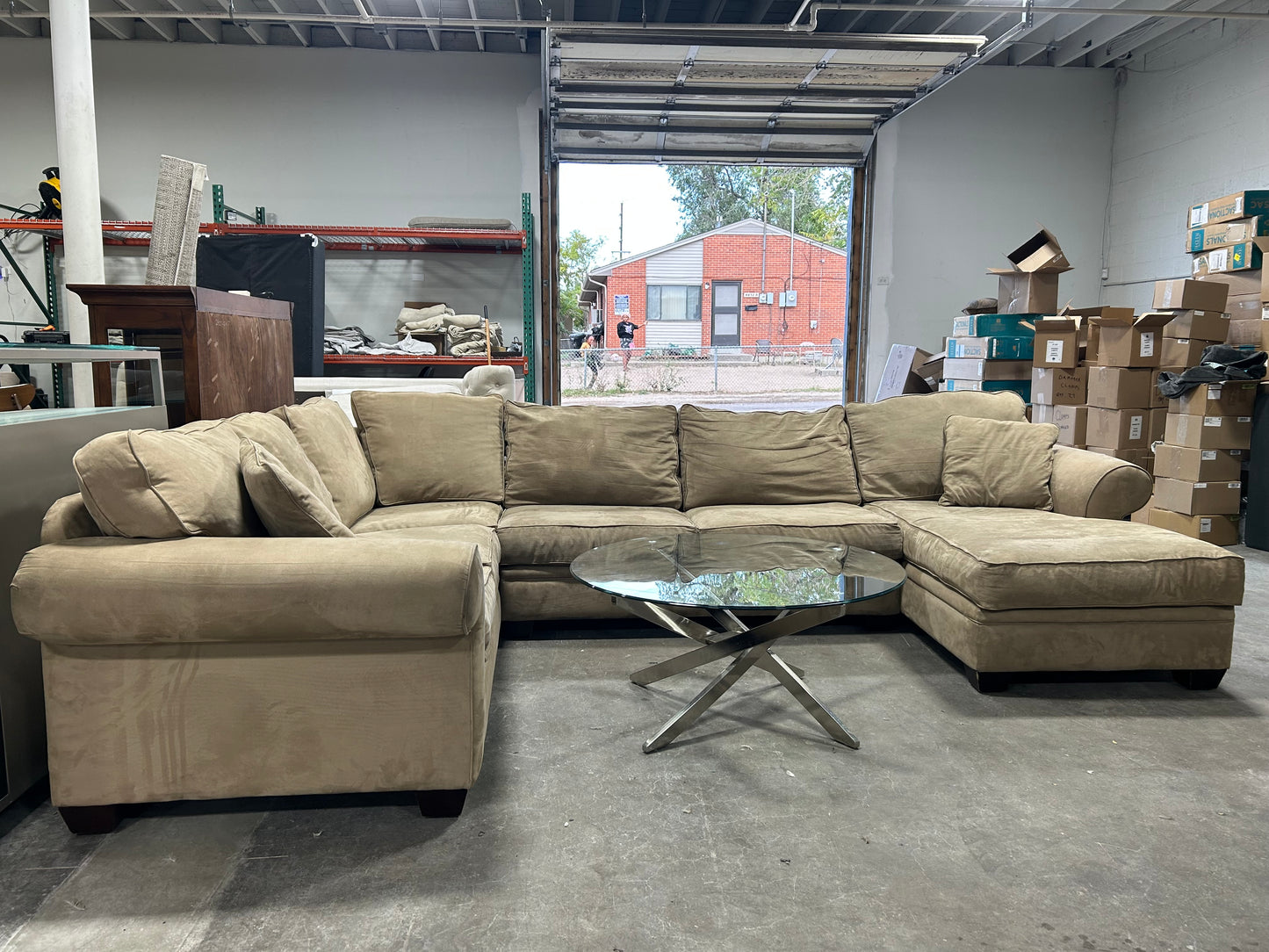 Jonathan Louis Large 3-Pc Brown Chaise Sectional