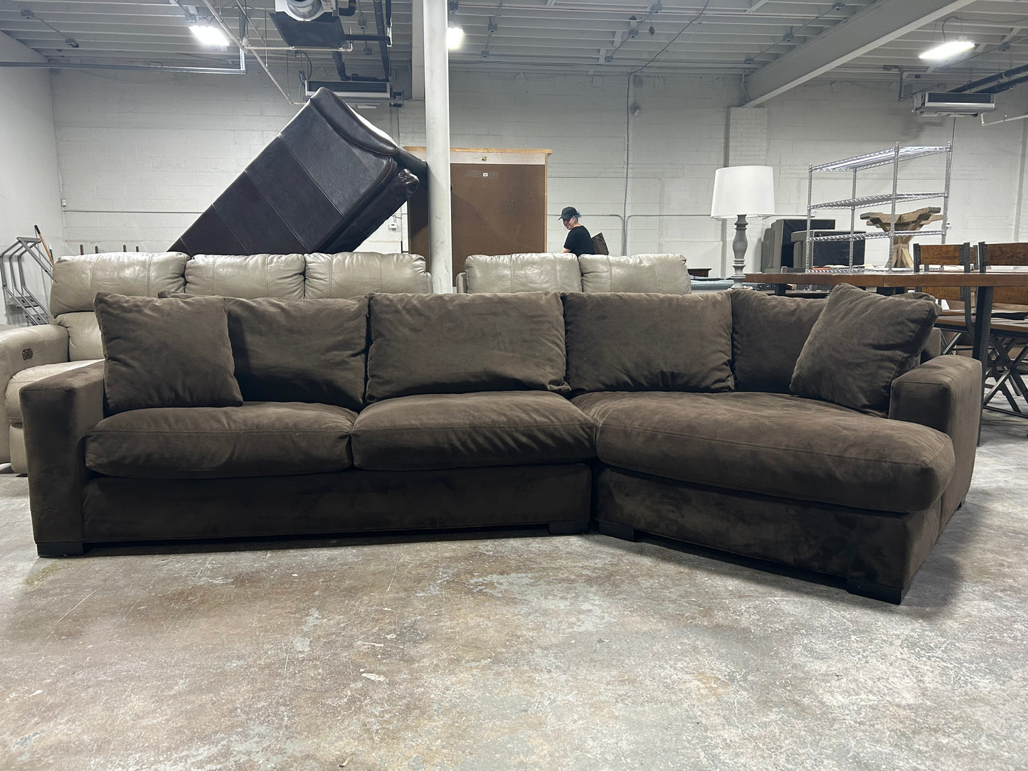 Room & Board Dark Brown Velvet Cuddler Sectional