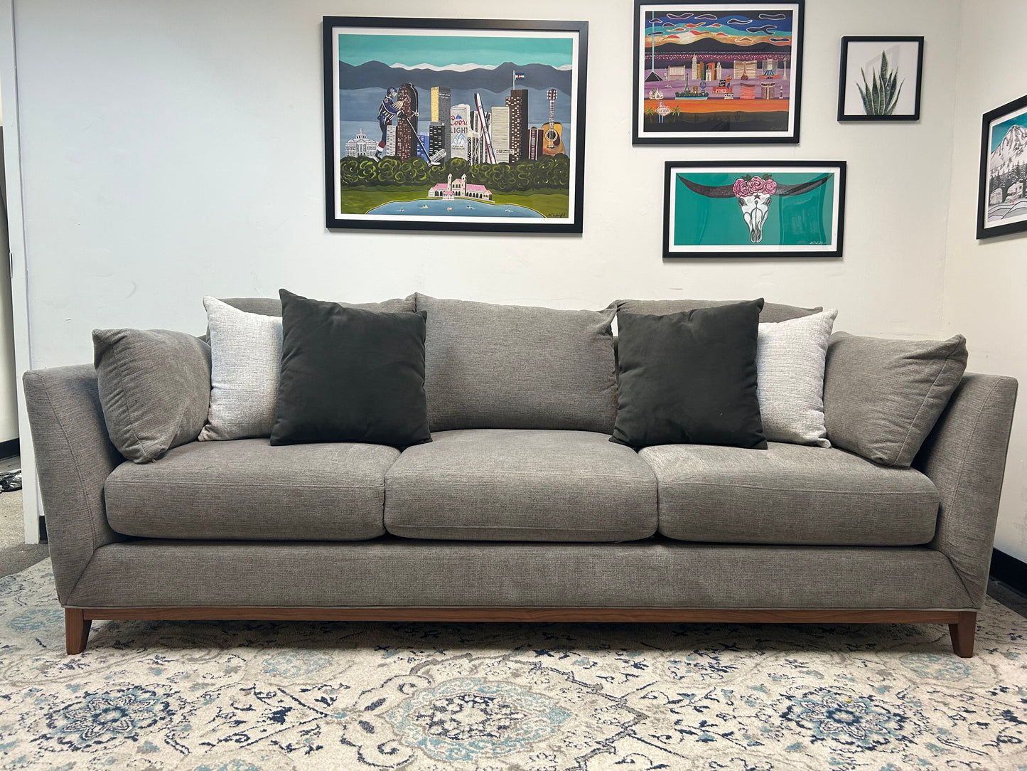 Scandinavian Designs Gray Walnut Wood Taylor Sofa