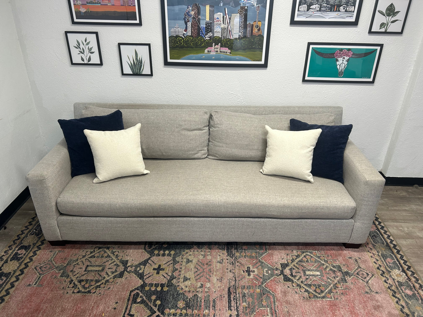 Pottery Barn Light Gray York Square Arm Sofa