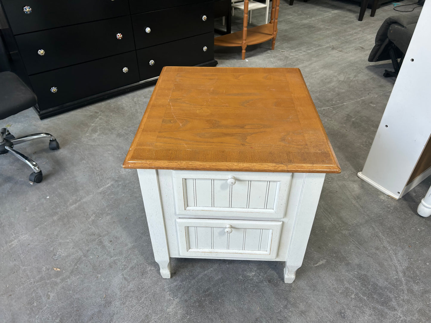 White/Brown Wooden Nightstand
