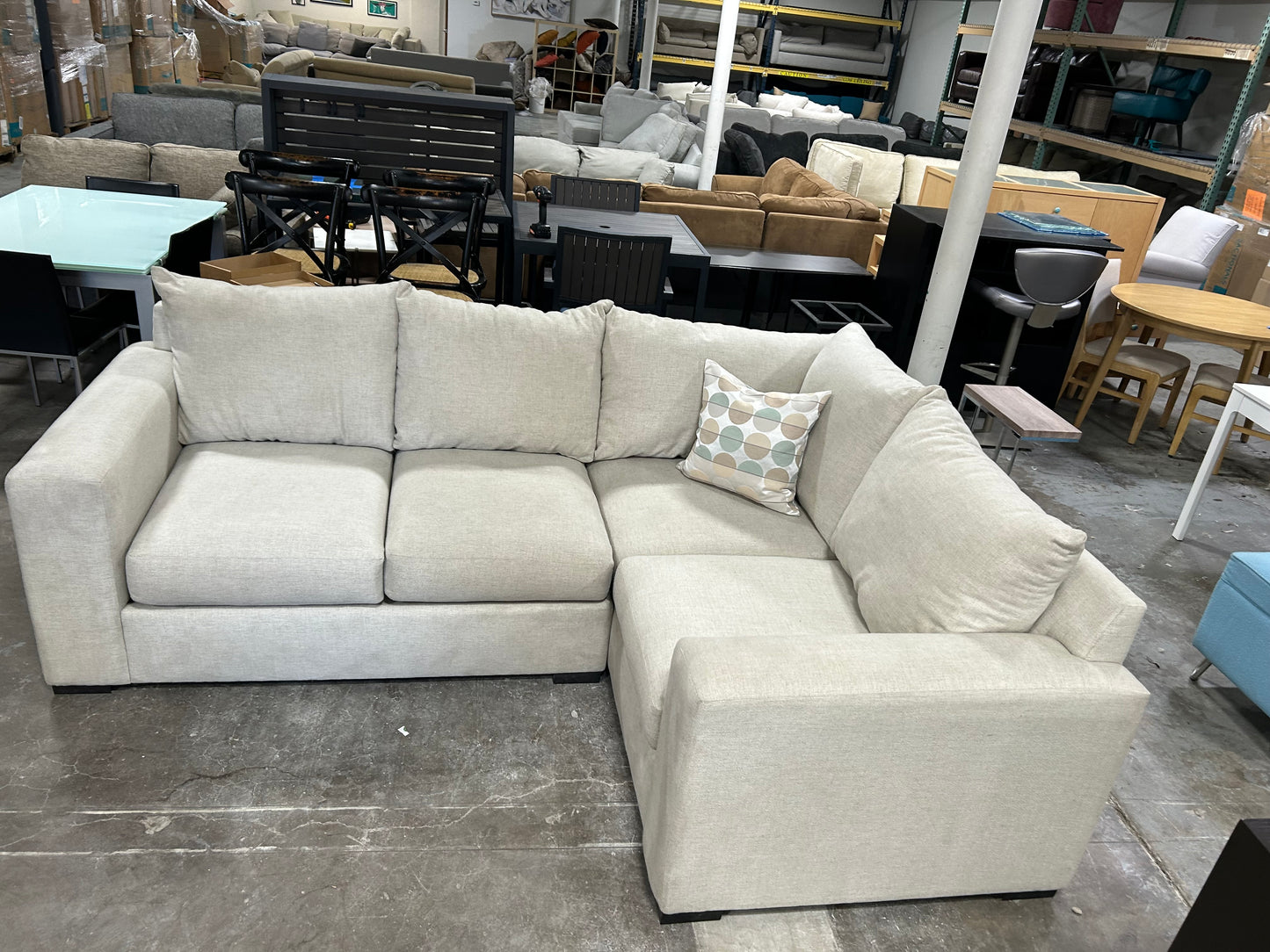 Contemporary 2-Pc Beige Sectional