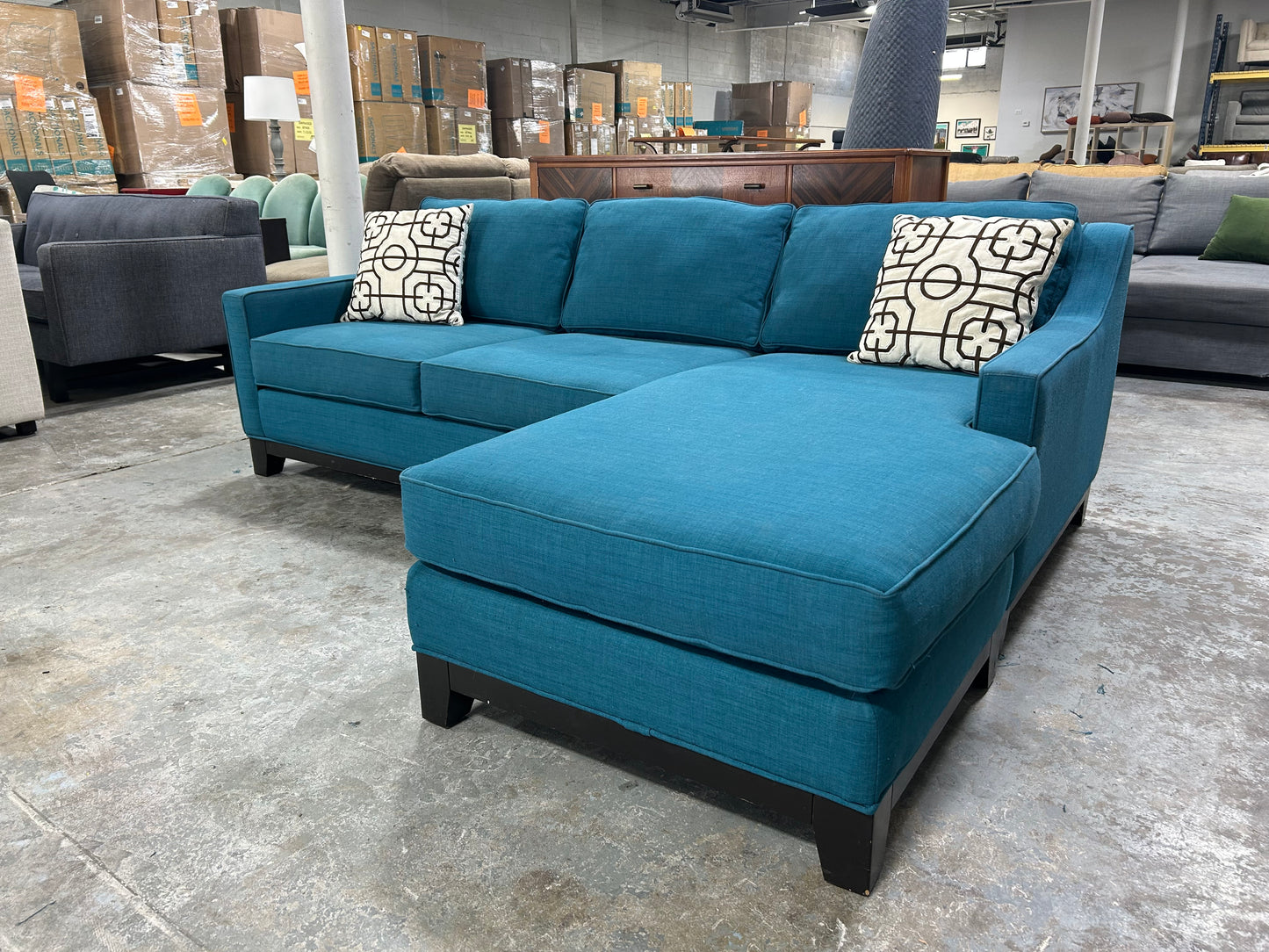 Jonathan Louis Teal Reversible Chaise Sectional