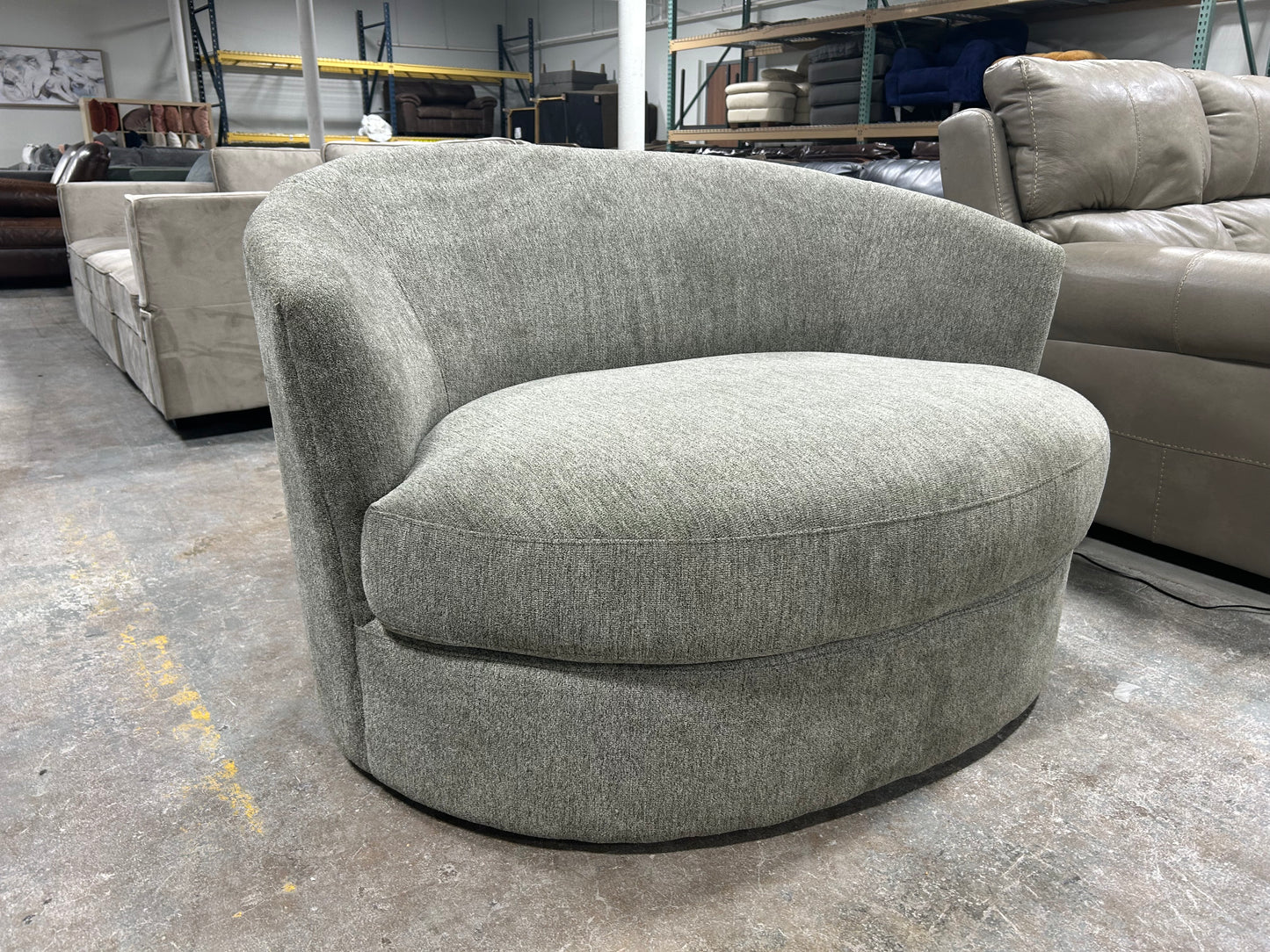 Contemporary Light Gray Oversize Swivel Chair