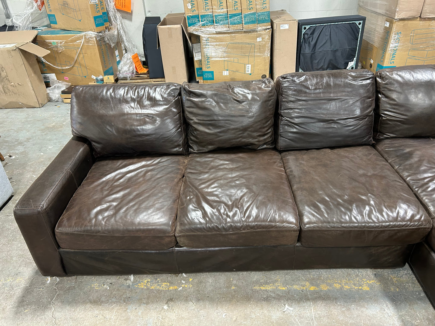 Bernhardt Brown Leather L-Shaped Sectional