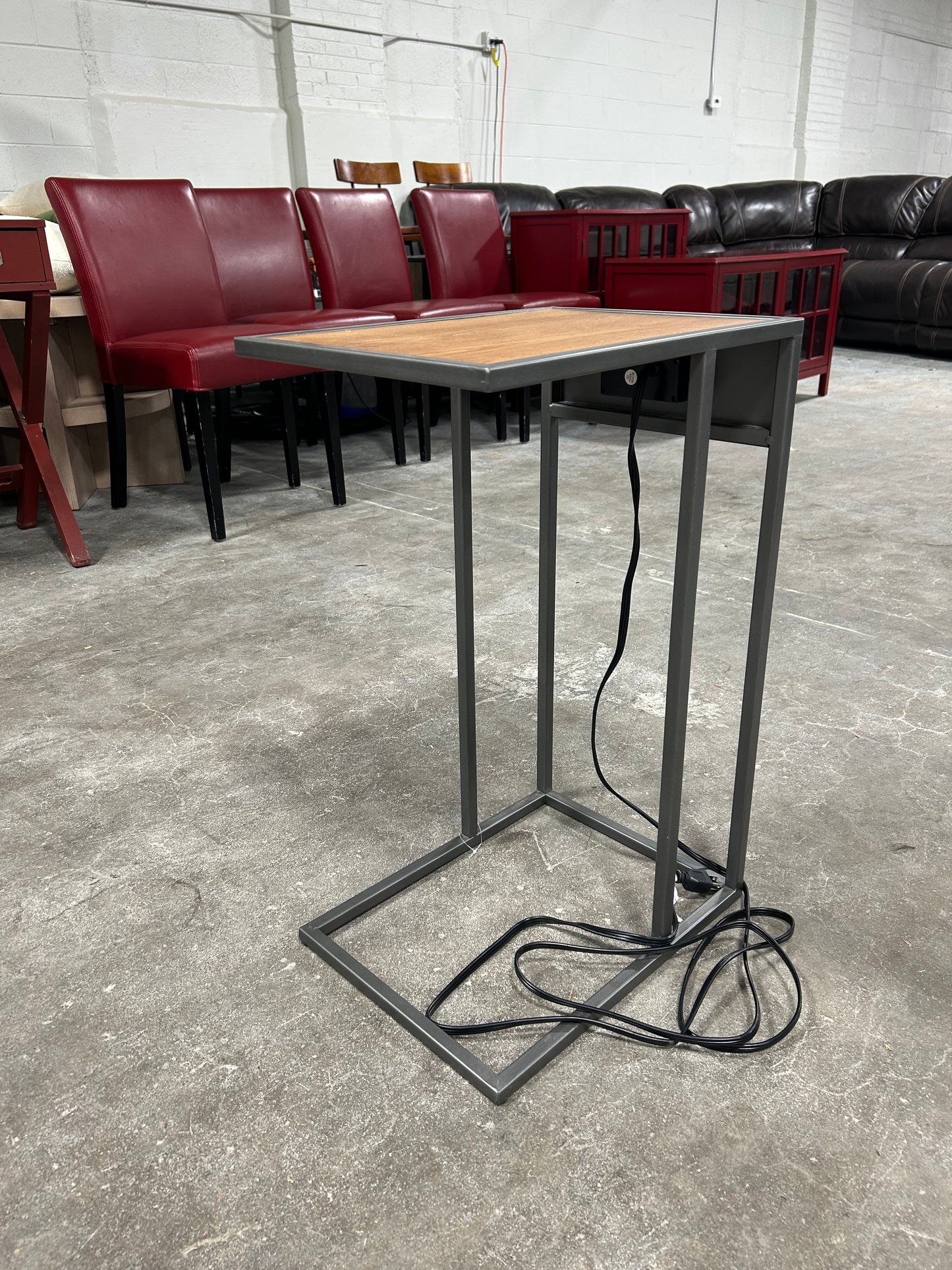 Contemporary Side Table With USB Ports And Outlets