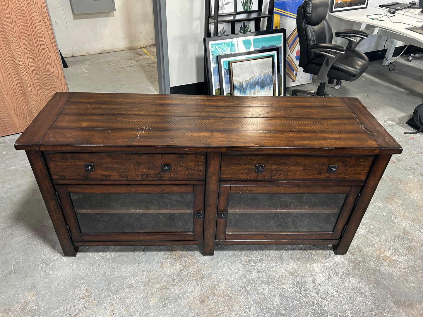 Pottery Barn Benchwright 65” Wood Media Console