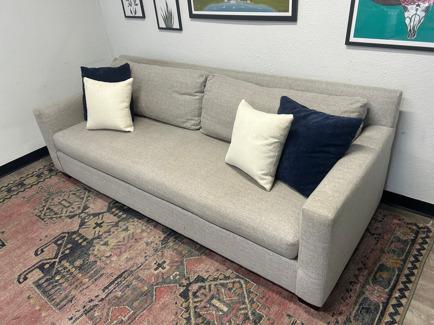 Pottery Barn Light Gray York Square Arm Sofa