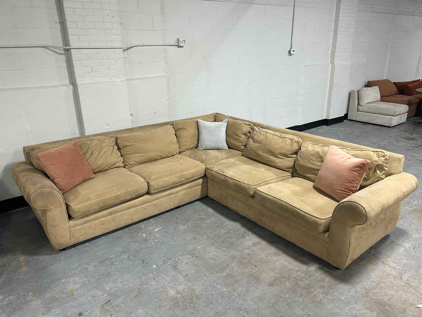Pottery Barn Beige Pearce Collection L-Shaped Sectional