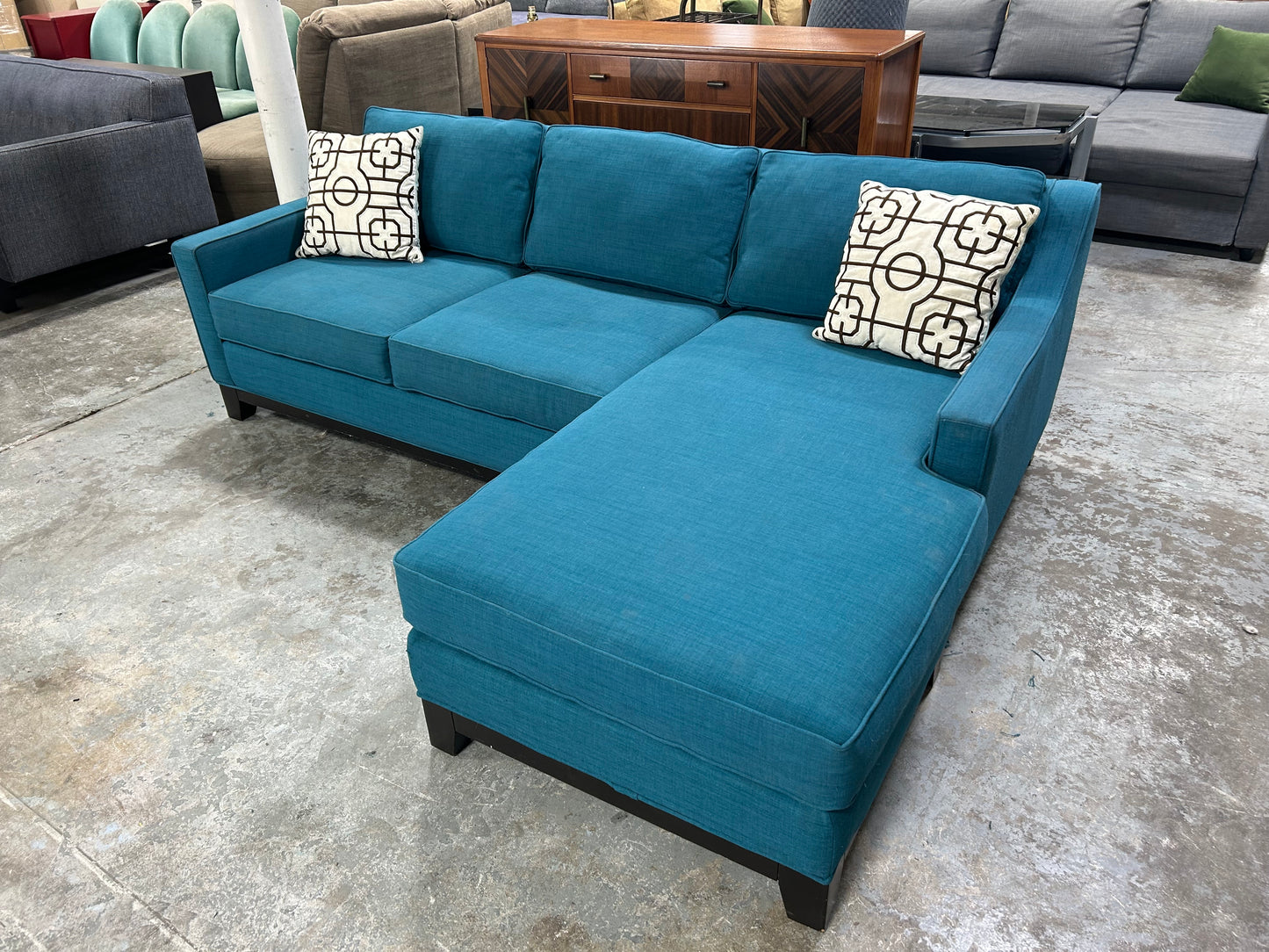 Jonathan Louis Teal Reversible Chaise Sectional