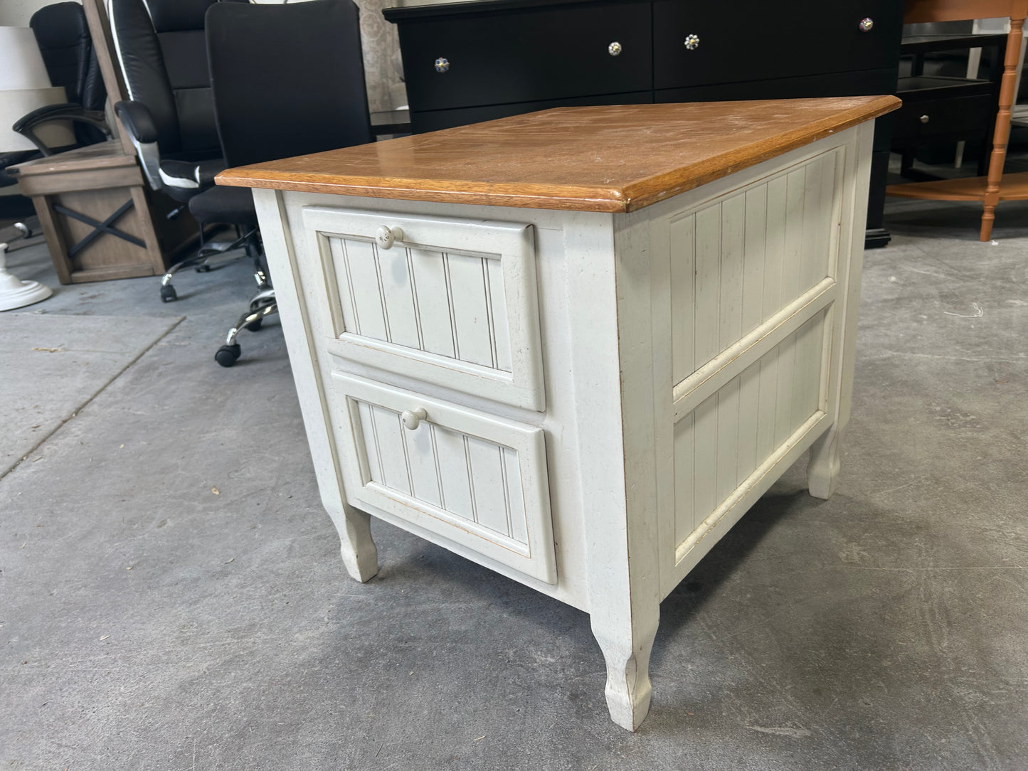 White/Brown Wooden Nightstand