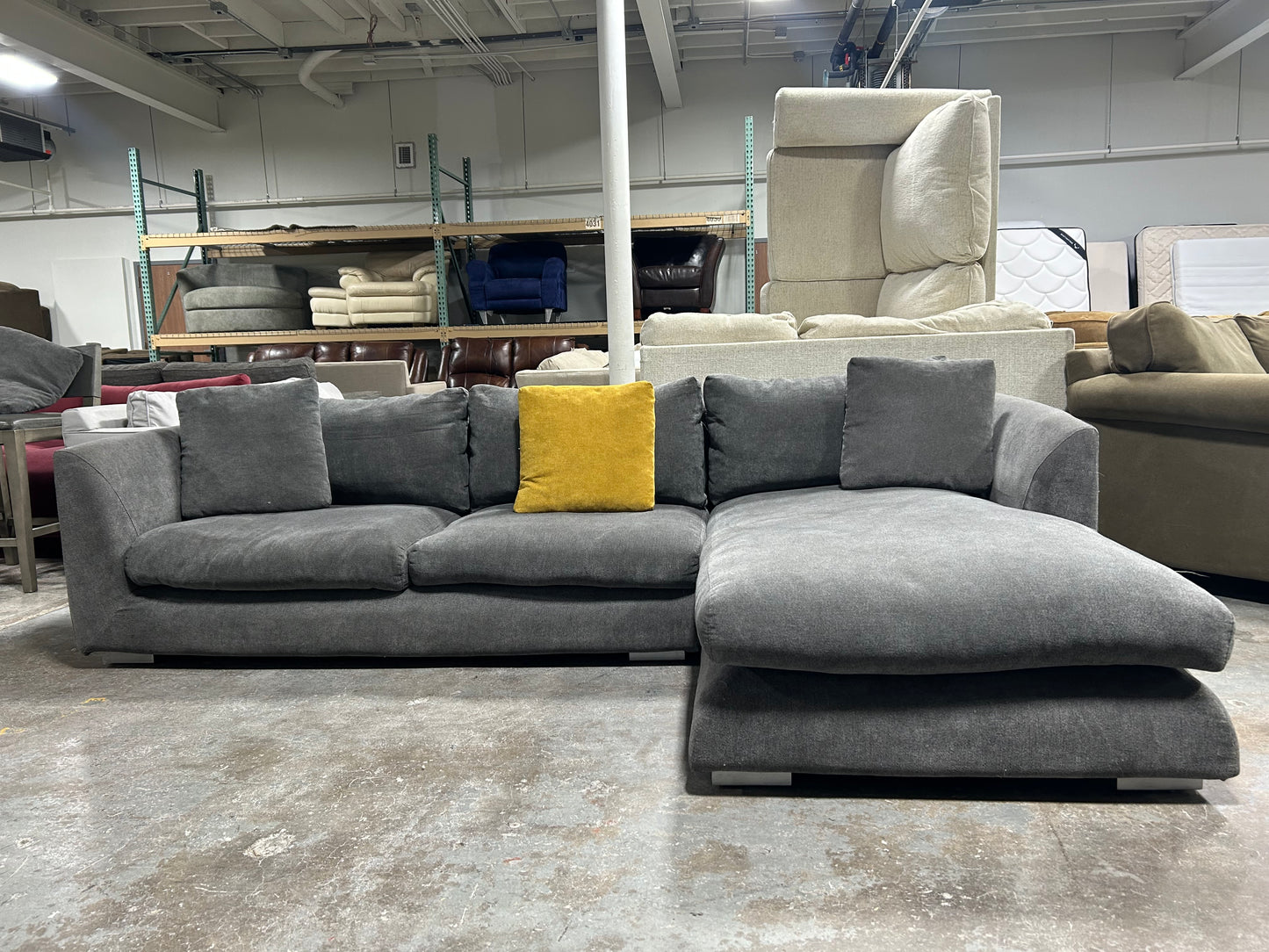 Mario Capasa Gray Feathers Collection Sectional